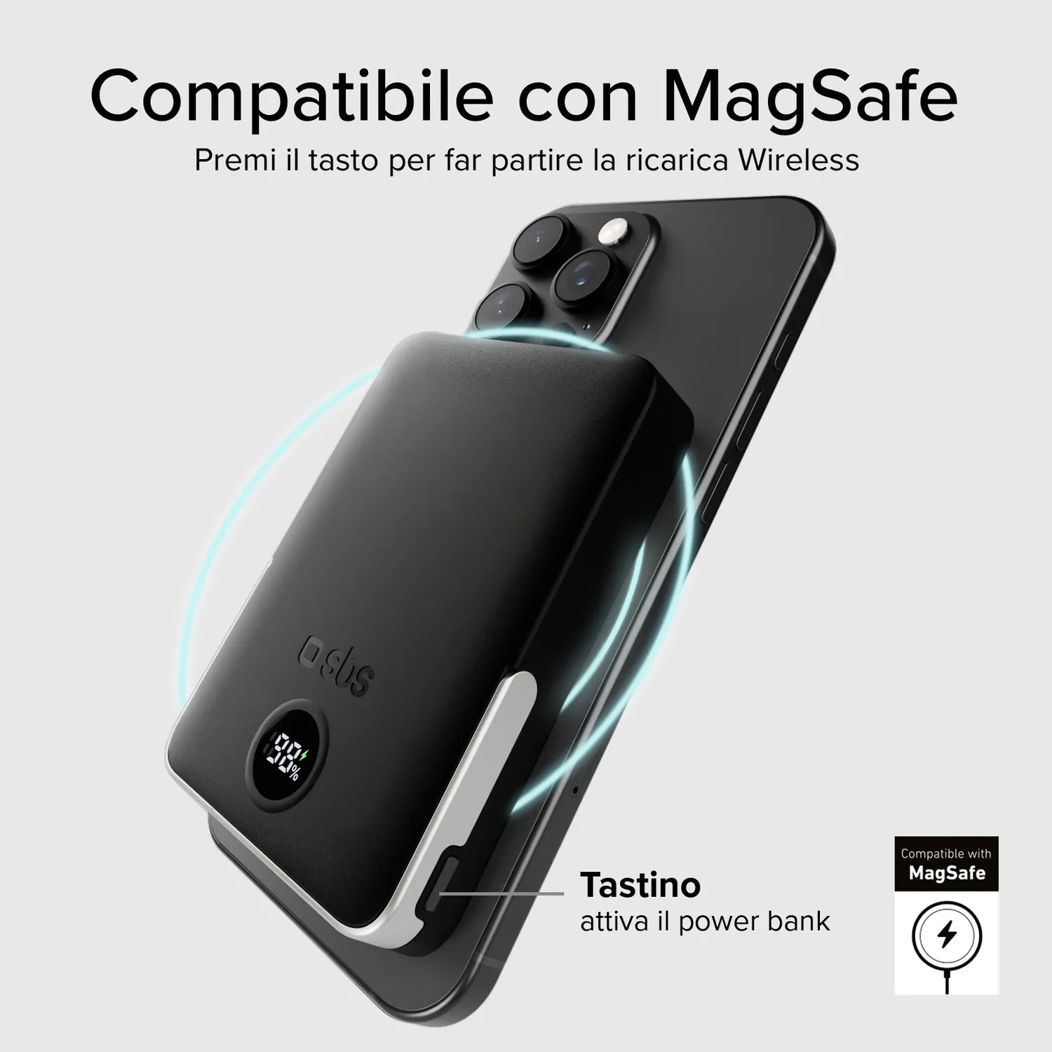 SBS Wireless Powerbank 10000 mAh MagSafe Stand Display