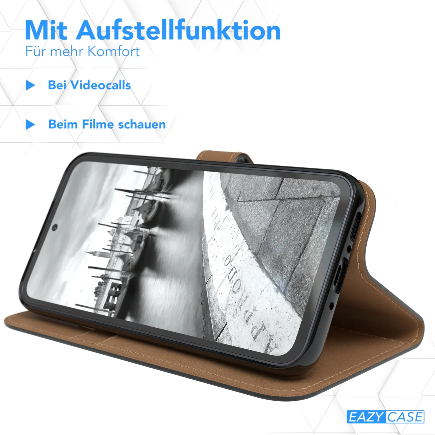 EAZY CASE Galaxy A54 Klapphülle Schwarz Book Kunstleder