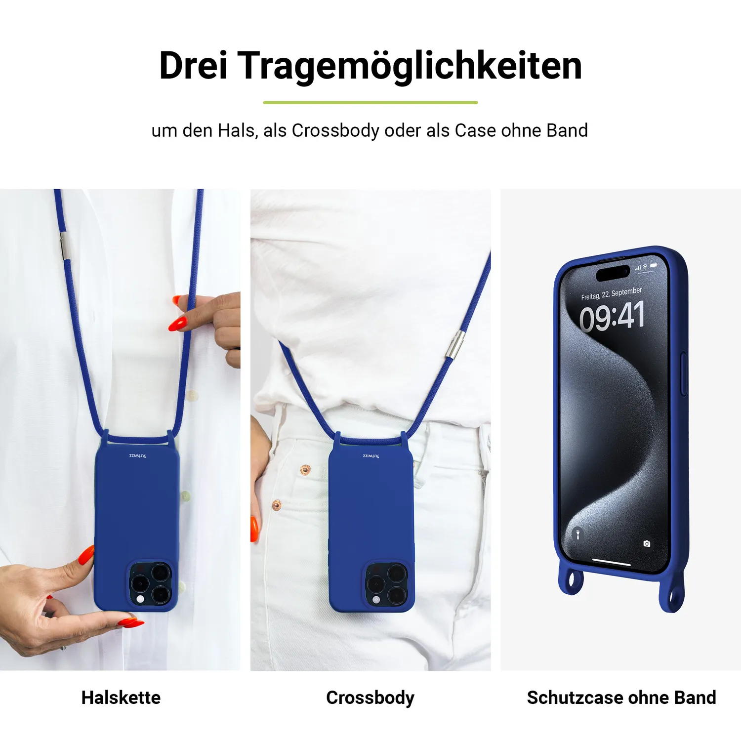 Artwizz HangOn Case Silicone +CHARGE iPhone 15 Pro Handyhülle mit Kette