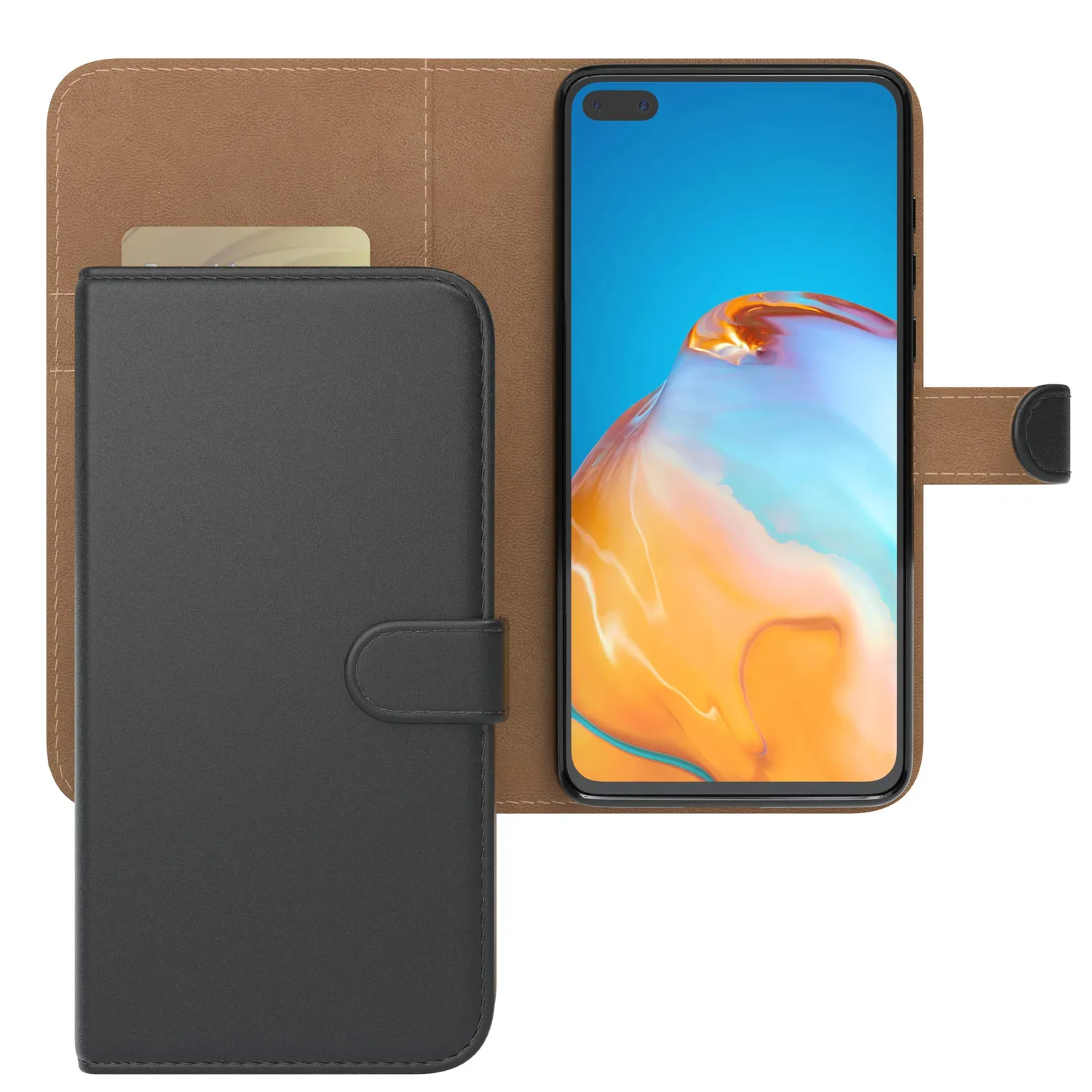 EAZY CASE Book Huawei P40 Handyhülle Schwarz Kartenfach