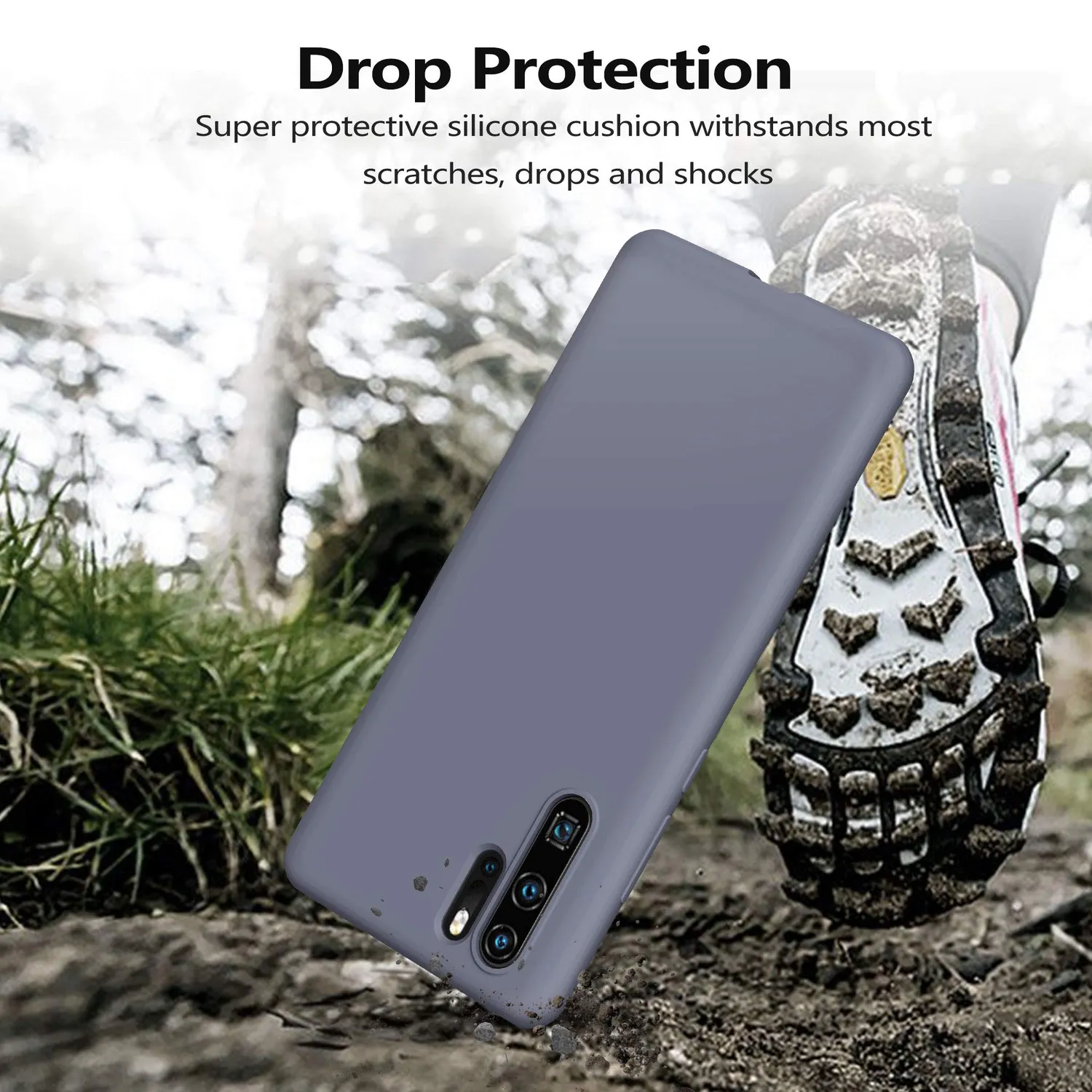 YATWIN Huawei P30 Pro Handyhülle Lavendelgrau