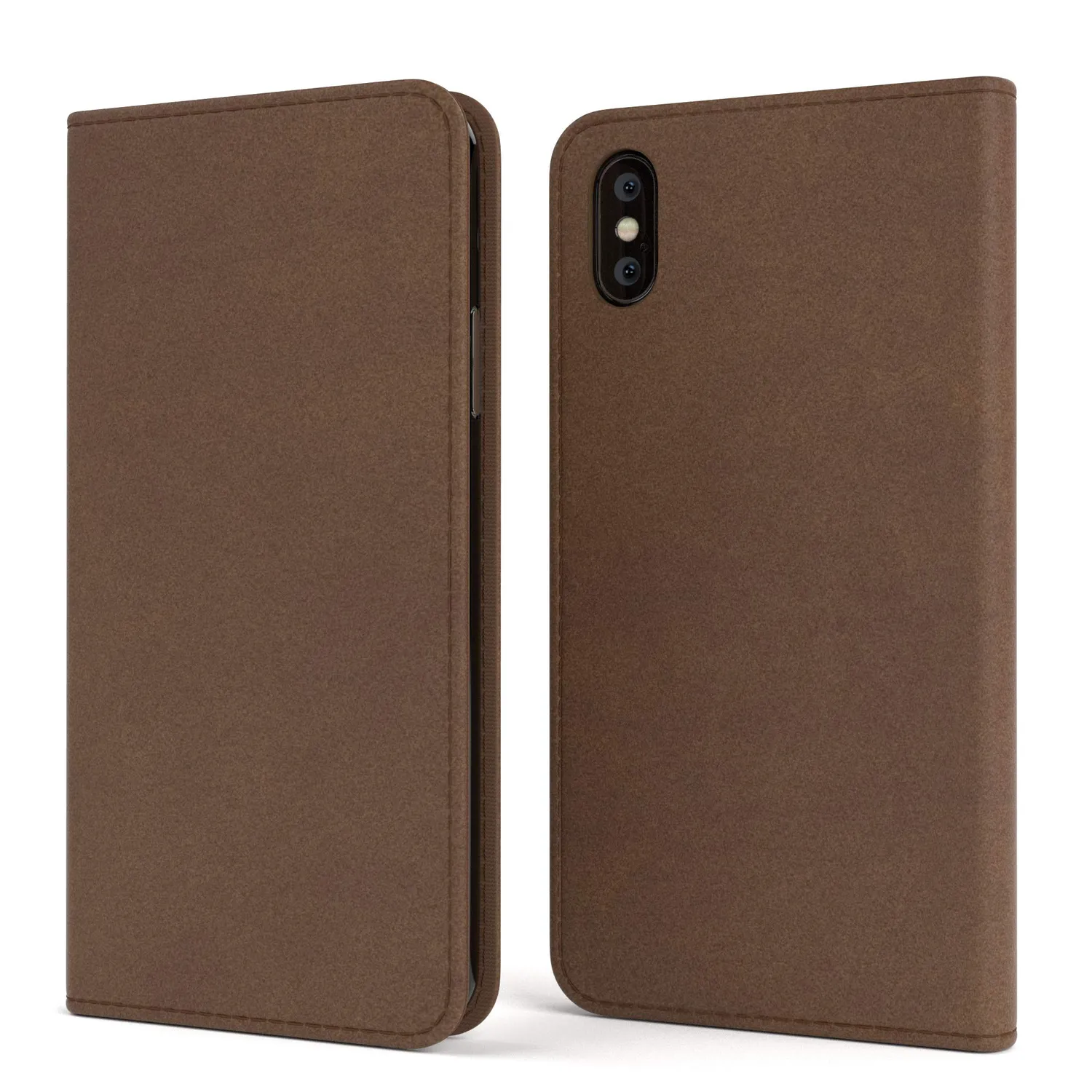 EAZY CASE Book iPhone X XS Klapphülle Braun