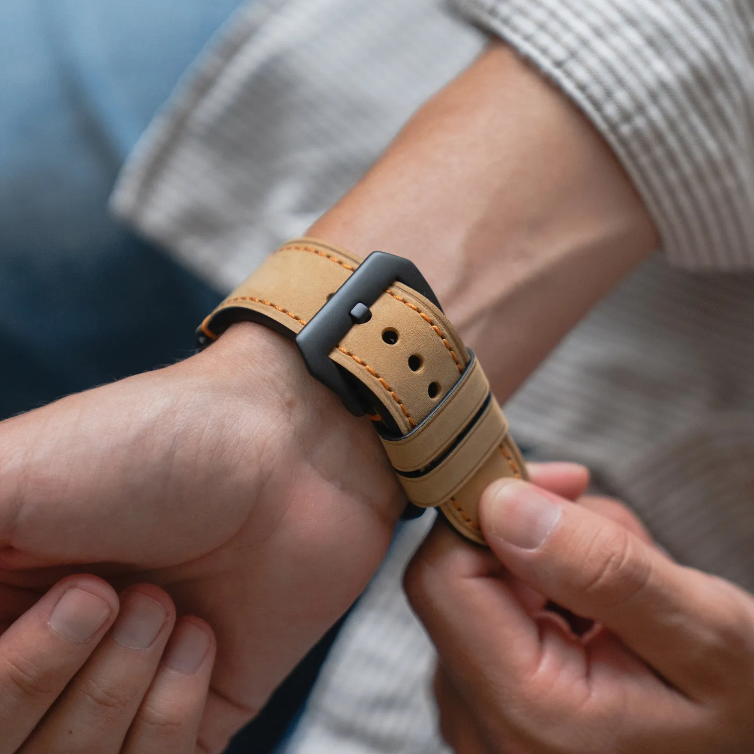 arktis Palermo Grande Apple Watch Ultra Armband Wüstenbraun Leder
