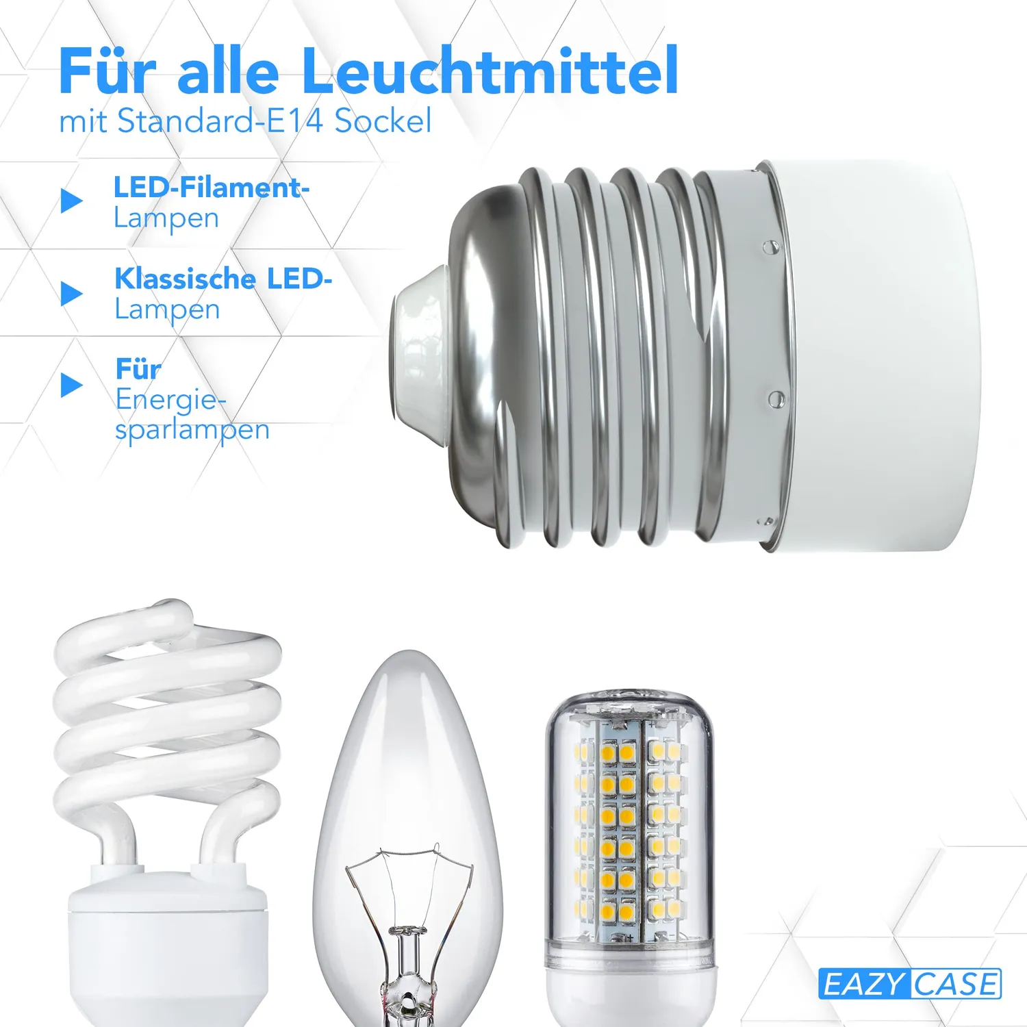 EAZY CASE E27 auf E14 Lampensockel Adapter Weiß 4er Set