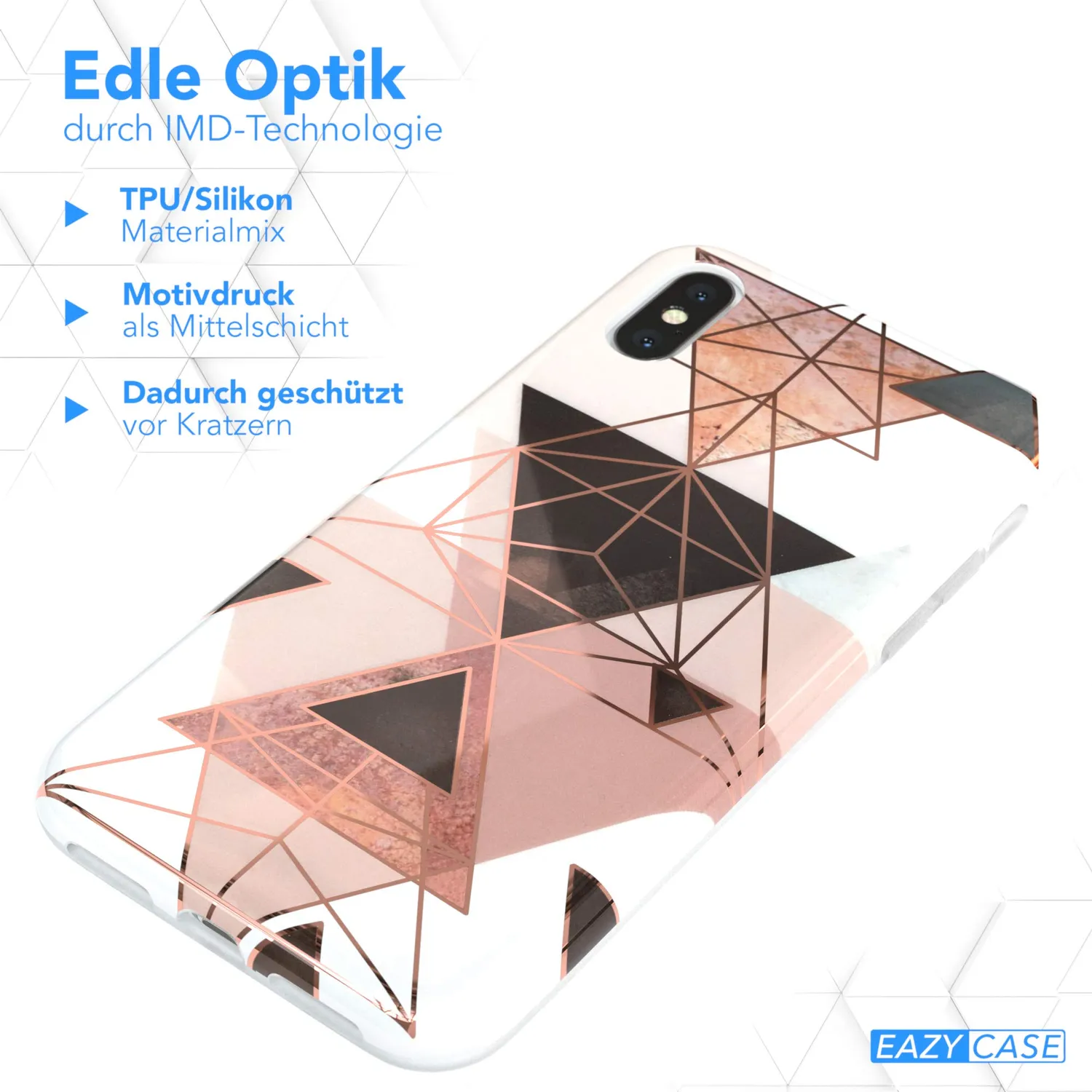 EAZY CASE iPhone XS Max Silikonhülle Geometrie Rosabraun