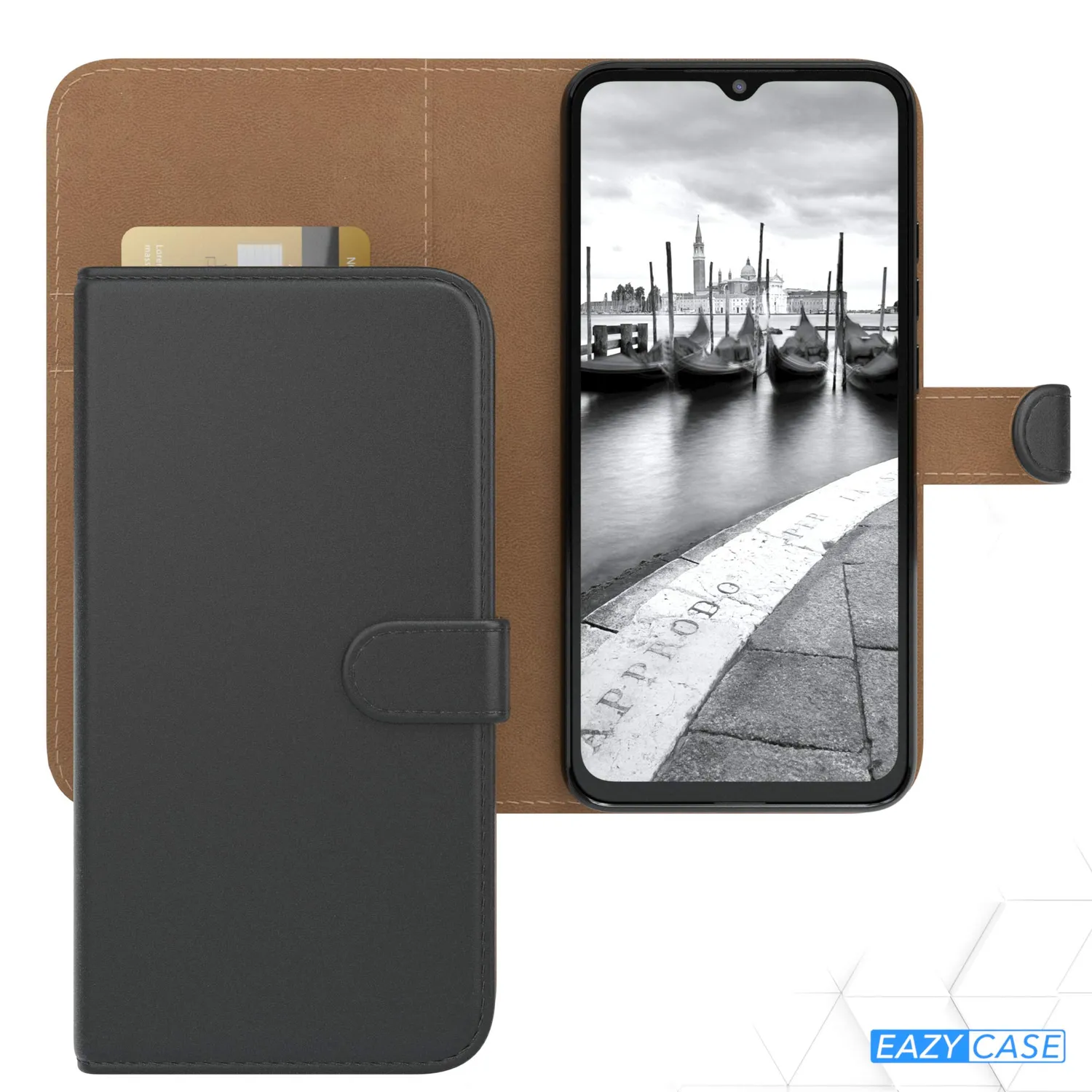 EAZY CASE Redmi 9C Klapphülle Book Schwarz mit Kartenfach