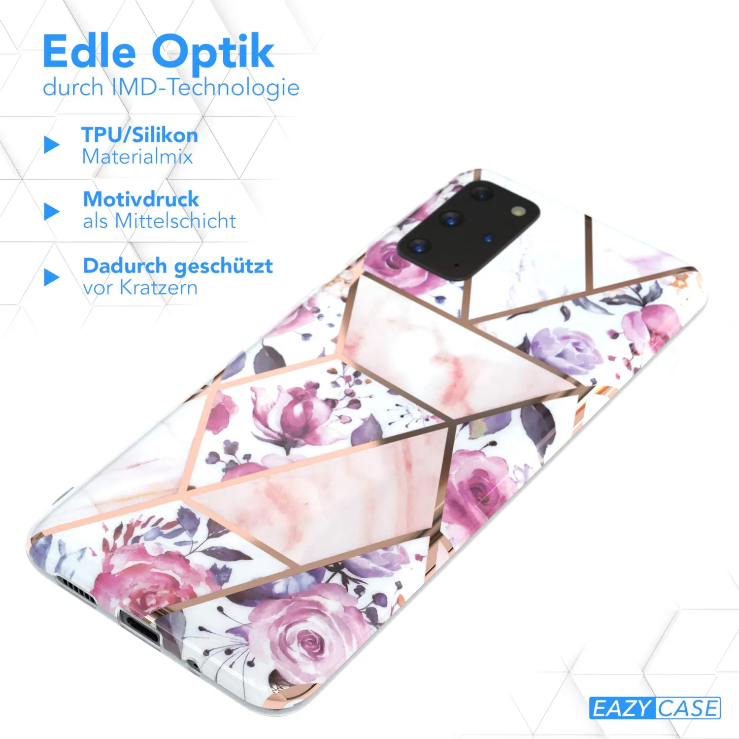 EAZY CASE Galaxy S20 Plus Handyhülle Blumen Rosé-Gold ultradünn