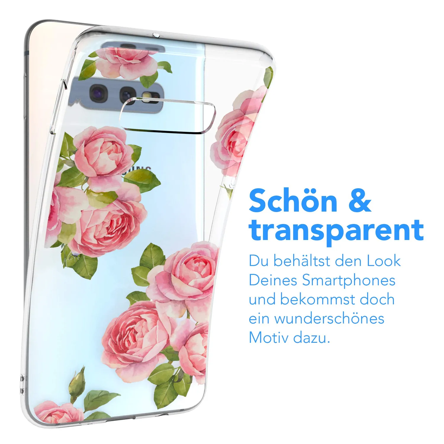 EAZY CASE Galaxy S10e Silikonhülle Transparent Rosen
