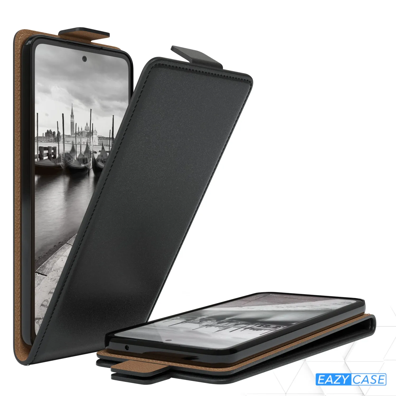 EAZY CASE Galaxy A53 Klapphülle Flip Schwarz Kunstleder