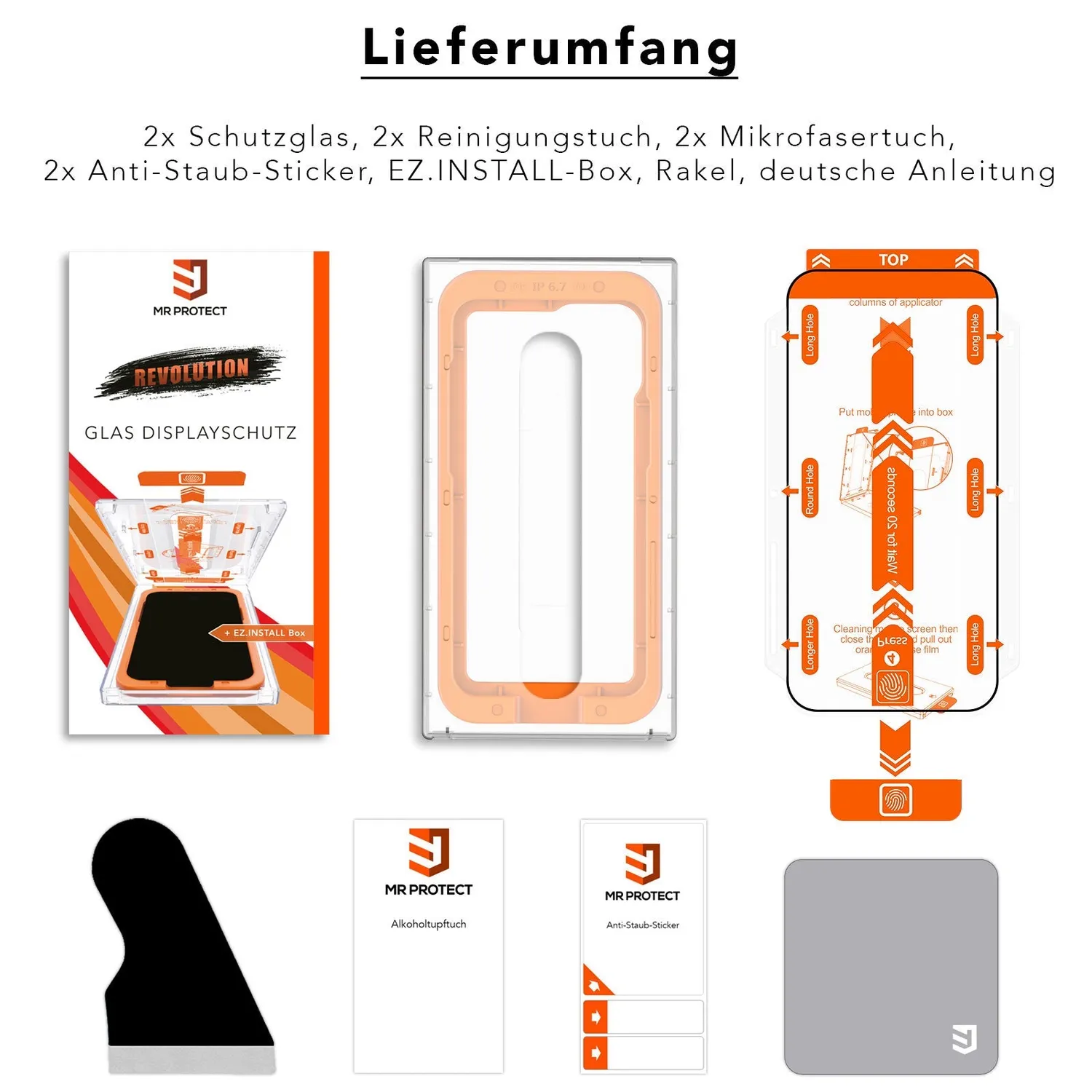 arktis Revolution iPhone 13 Panzerglas 2er Set mit Montagebox