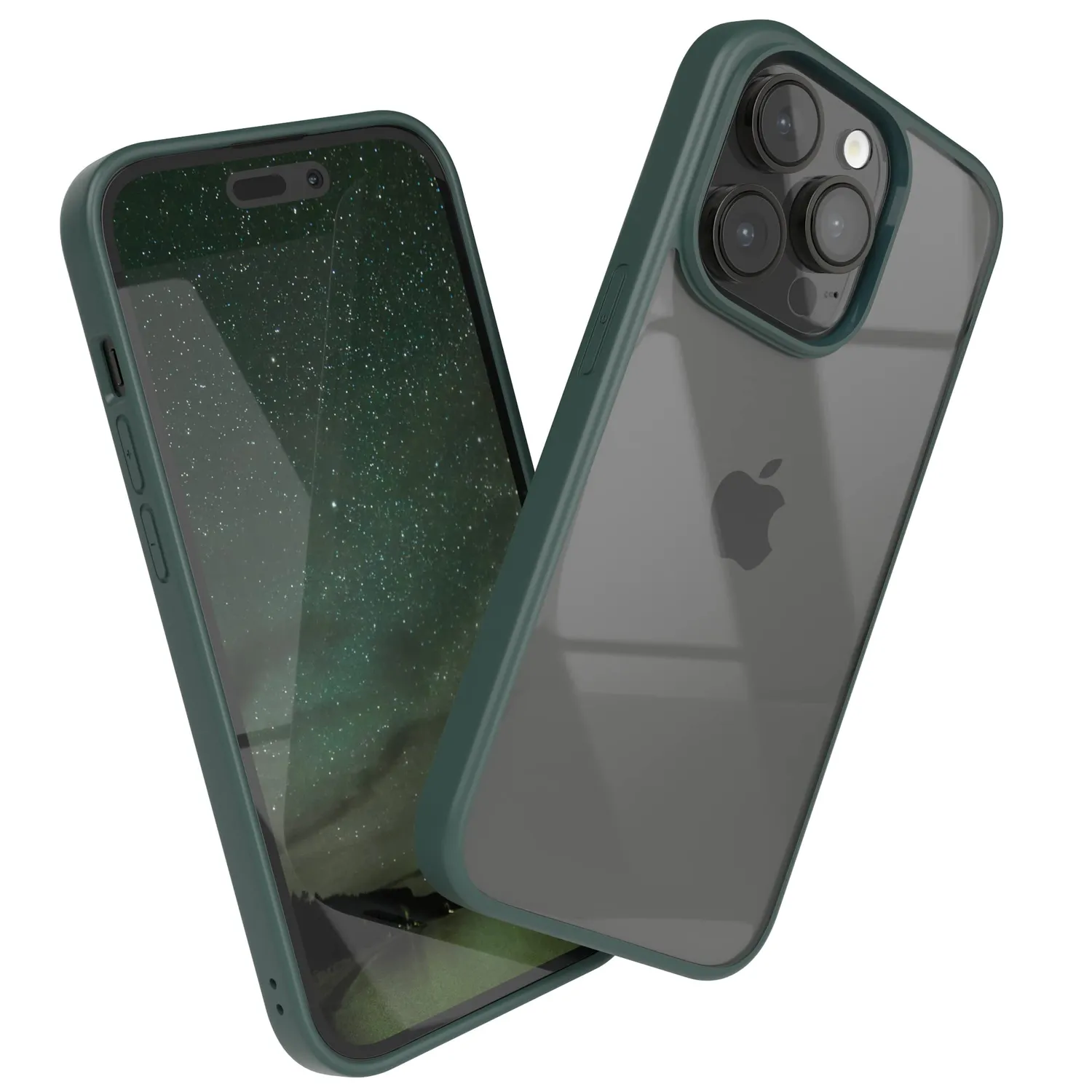 EAZY CASE Crystal iPhone 14 Silikonhülle Transparent Beere MagSafe
