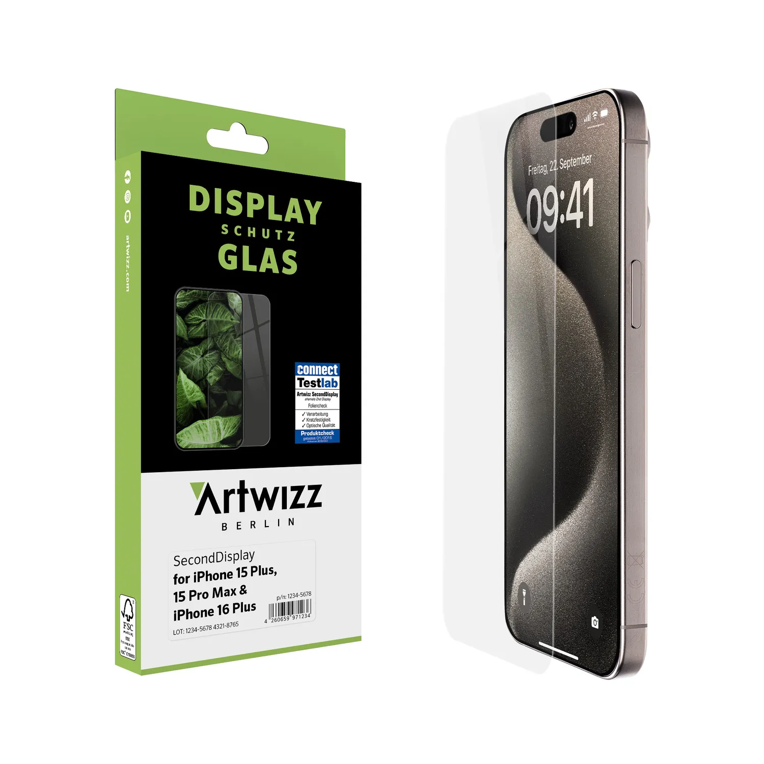 Artwizz SecondDisplay iPhone 16 Plus Panzerglas 3er Pack