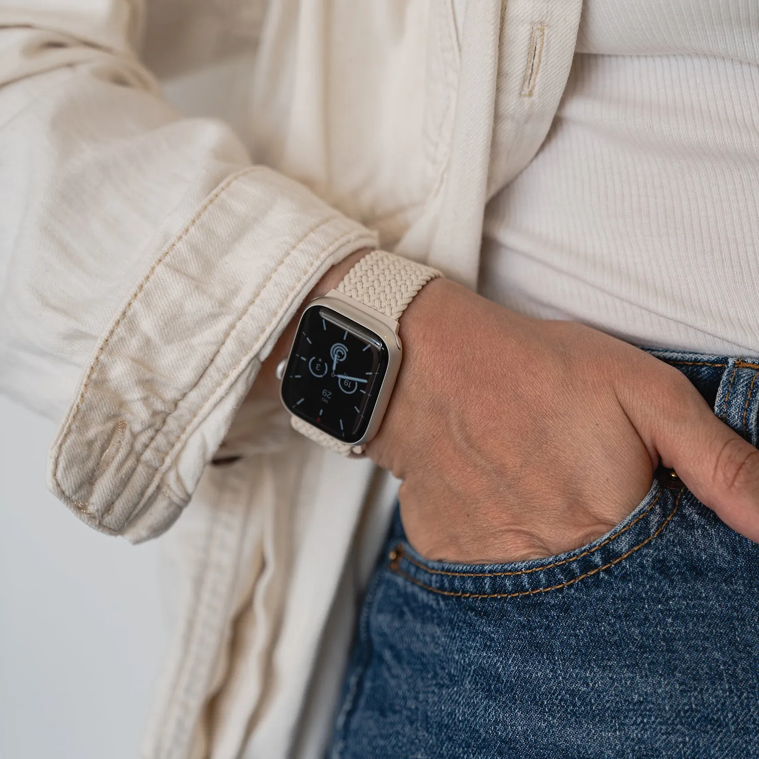 arktis Casual Apple Watch Armband Polarstern geflochten