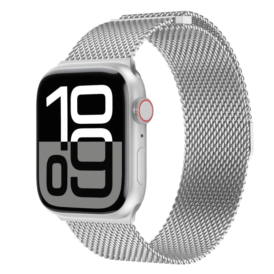 arktisband Milanaise Bold Apple Watch Armband Silber 44mm