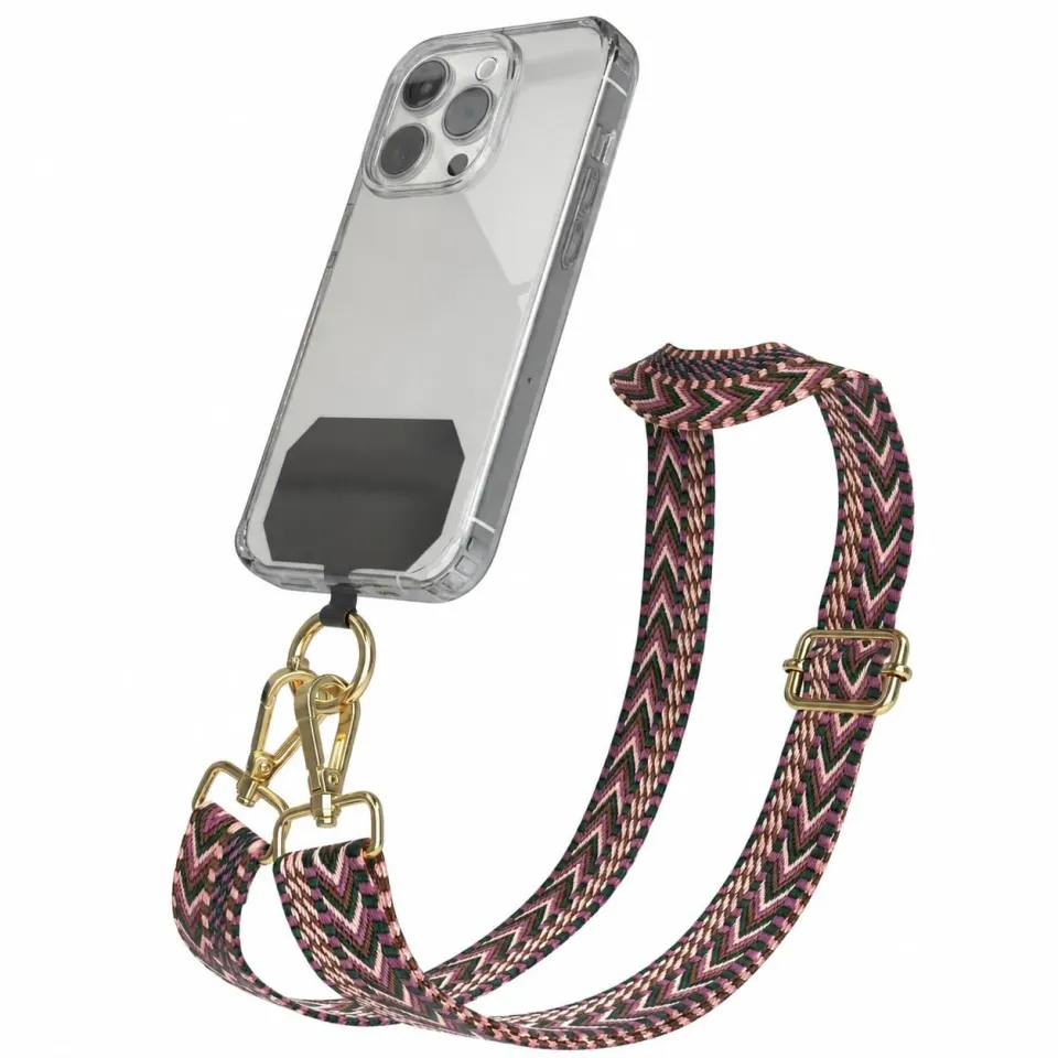EAZY CASE Universal Handykette Boho Rosa Pink Gold verstellbar