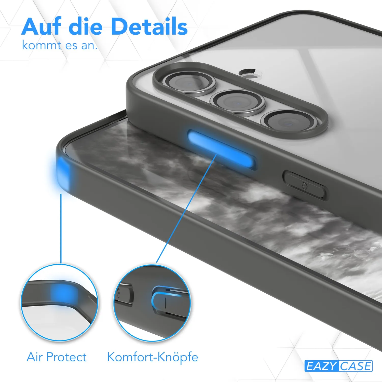 EAZY CASE Clear Hybrid Bumper Hülle Galaxy S24 anthrazit