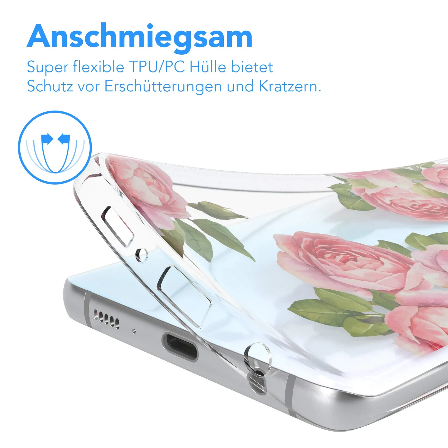 EAZY CASE Galaxy S10 Plus Hülle Blumen Transparent Rosen