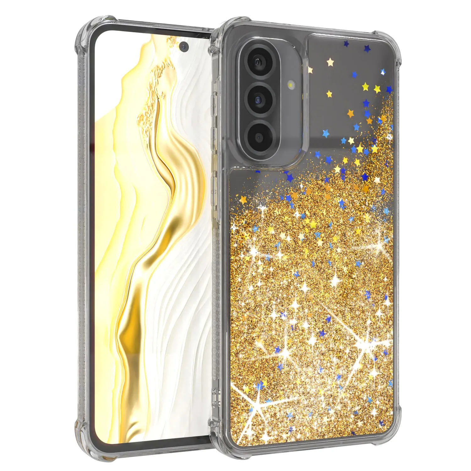 EAZY CASE Galaxy A15 Glitzerhülle Blau mit Bumper