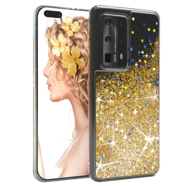 EAZY CASE Huawei P40 Pro Plus Glitzerhülle Blau Liquid
