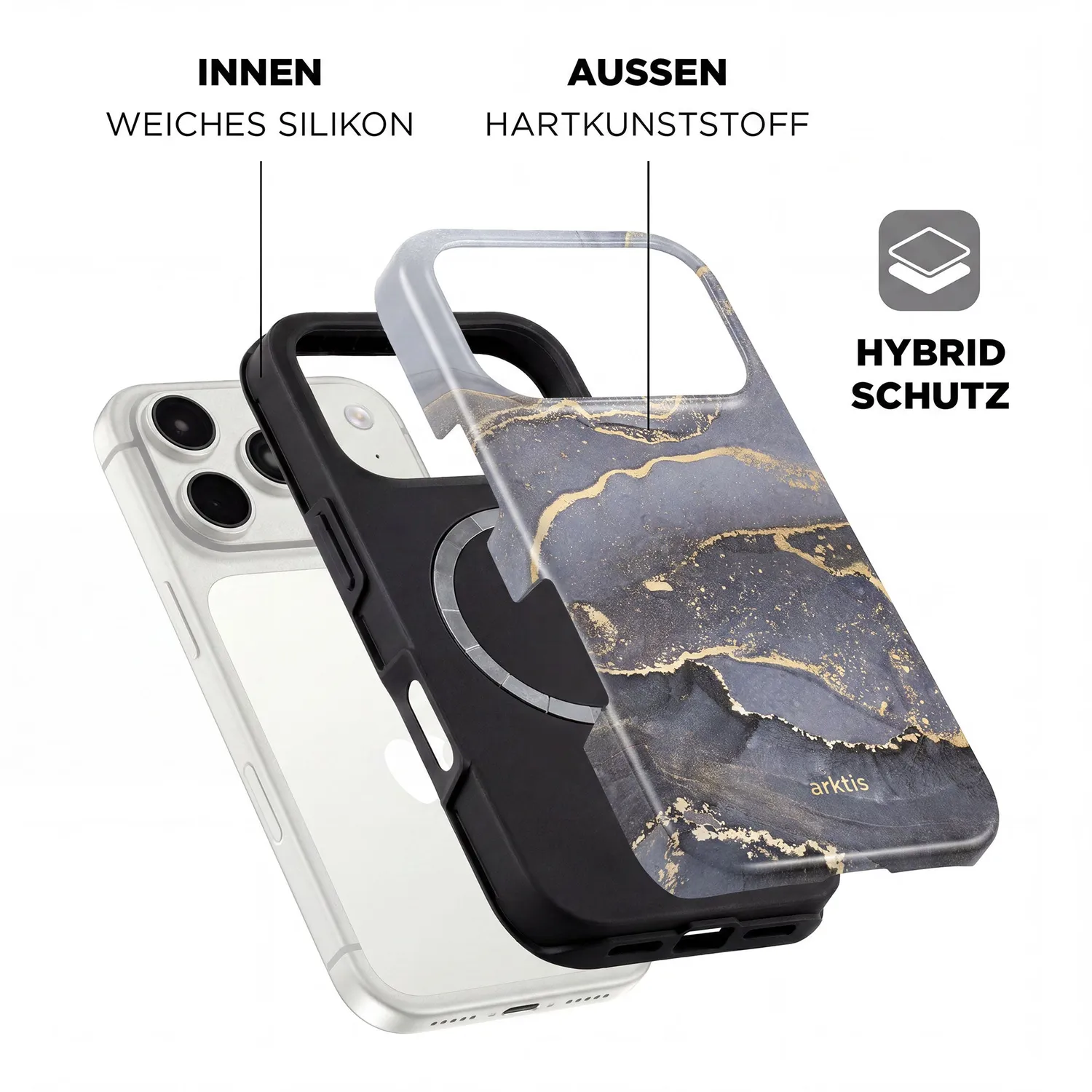 arktis iPhone 17 Pro Hülle Dusty Marble MagSafe