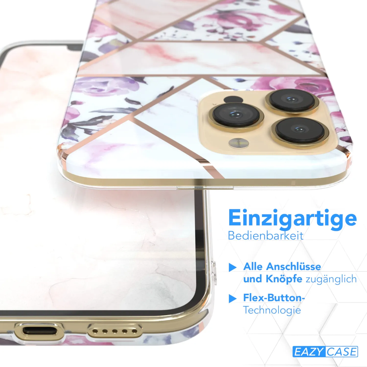 EAZY CASE Blume iPhone 13 Pro Max Silikonhülle Rosé Rosen