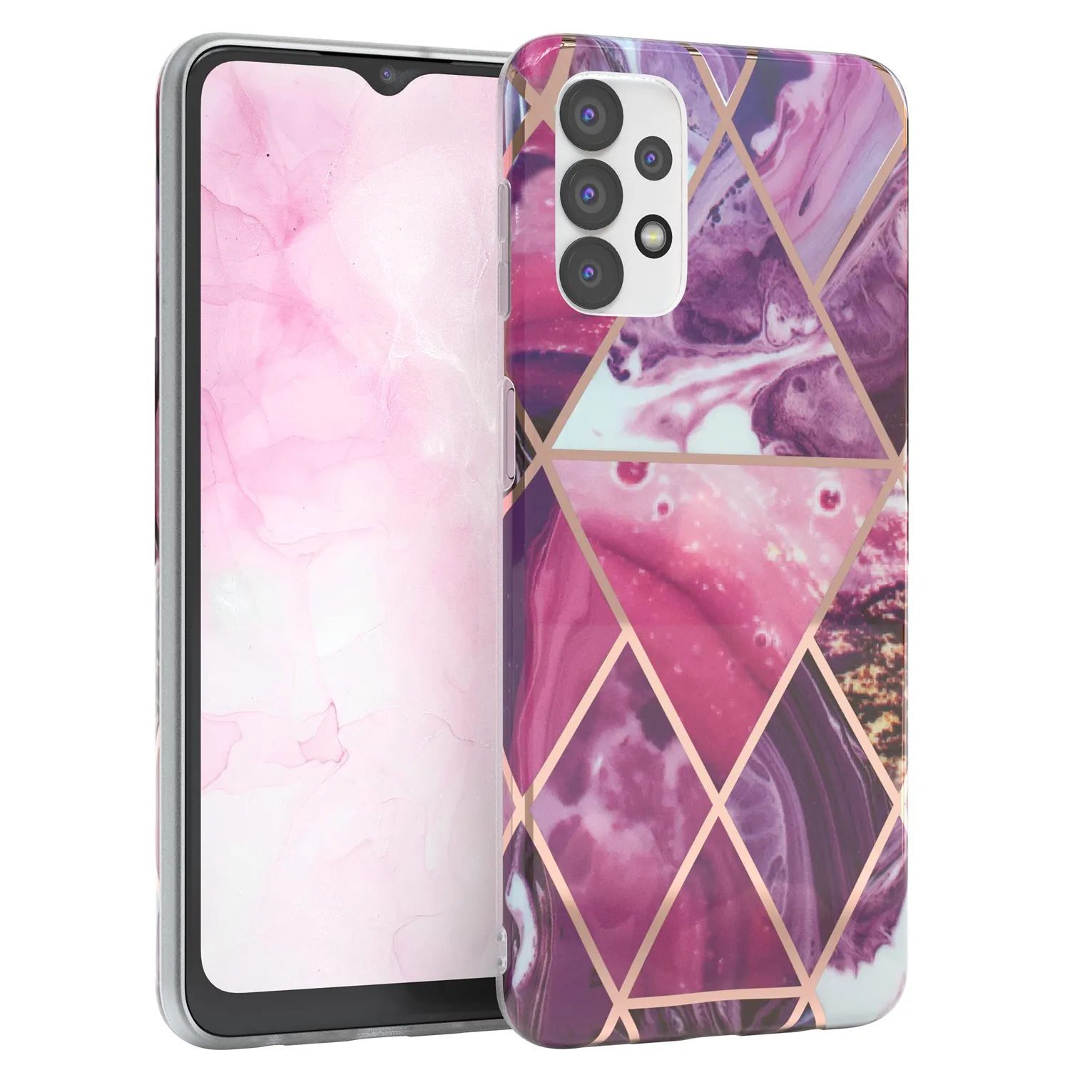 EAZY CASE Galaxy A32 5G Silikonhülle Blumen Rosé-Gold