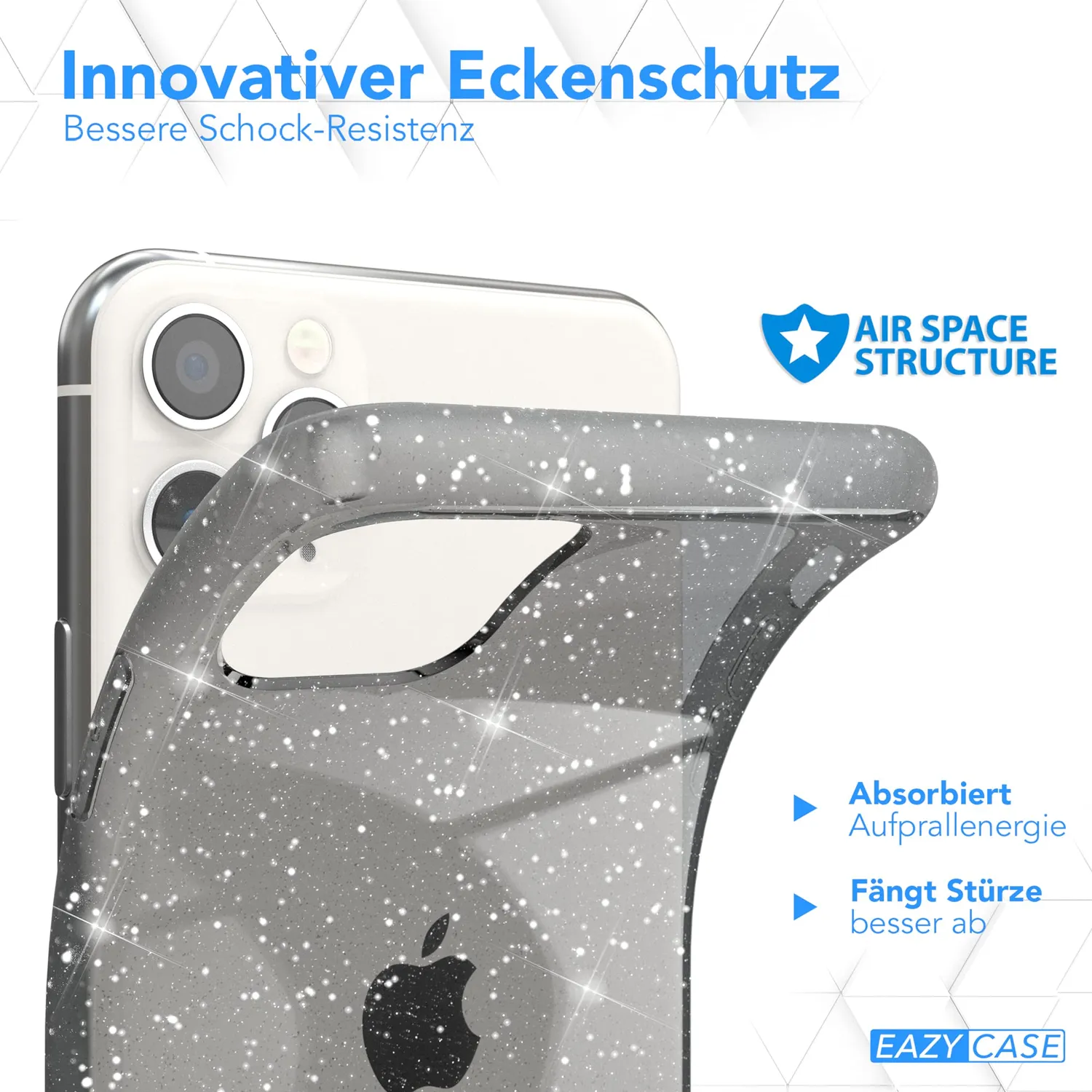 EAZY CASE iPhone 11 Pro Max Glitzerhülle Anthrazit transparent