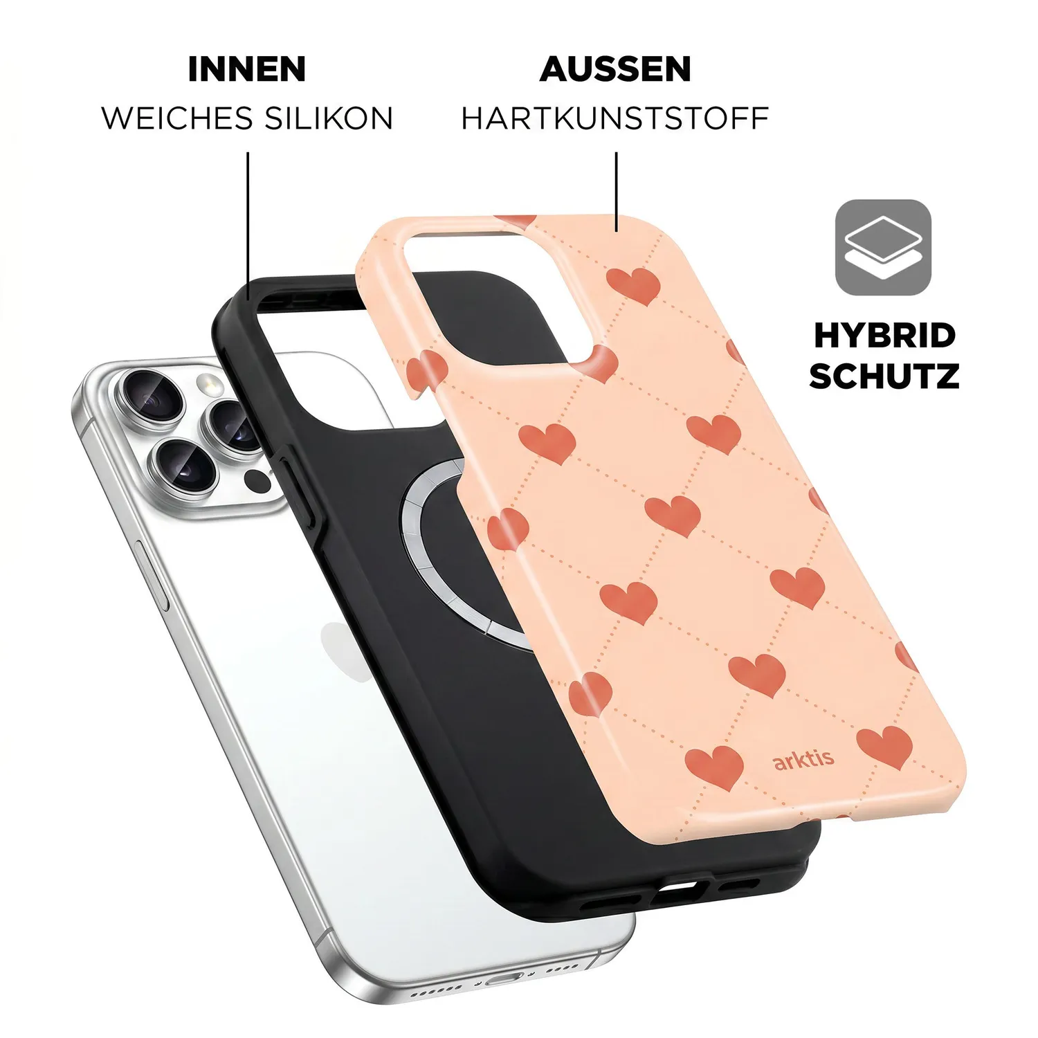 arktis Love iPhone 15 Pro Hülle Print MagSafe
