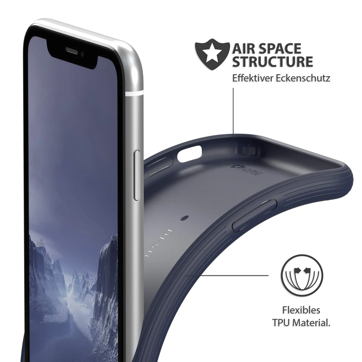 EAZY CASE iPhone XR Silikonhülle Dunkelblau Struktur
