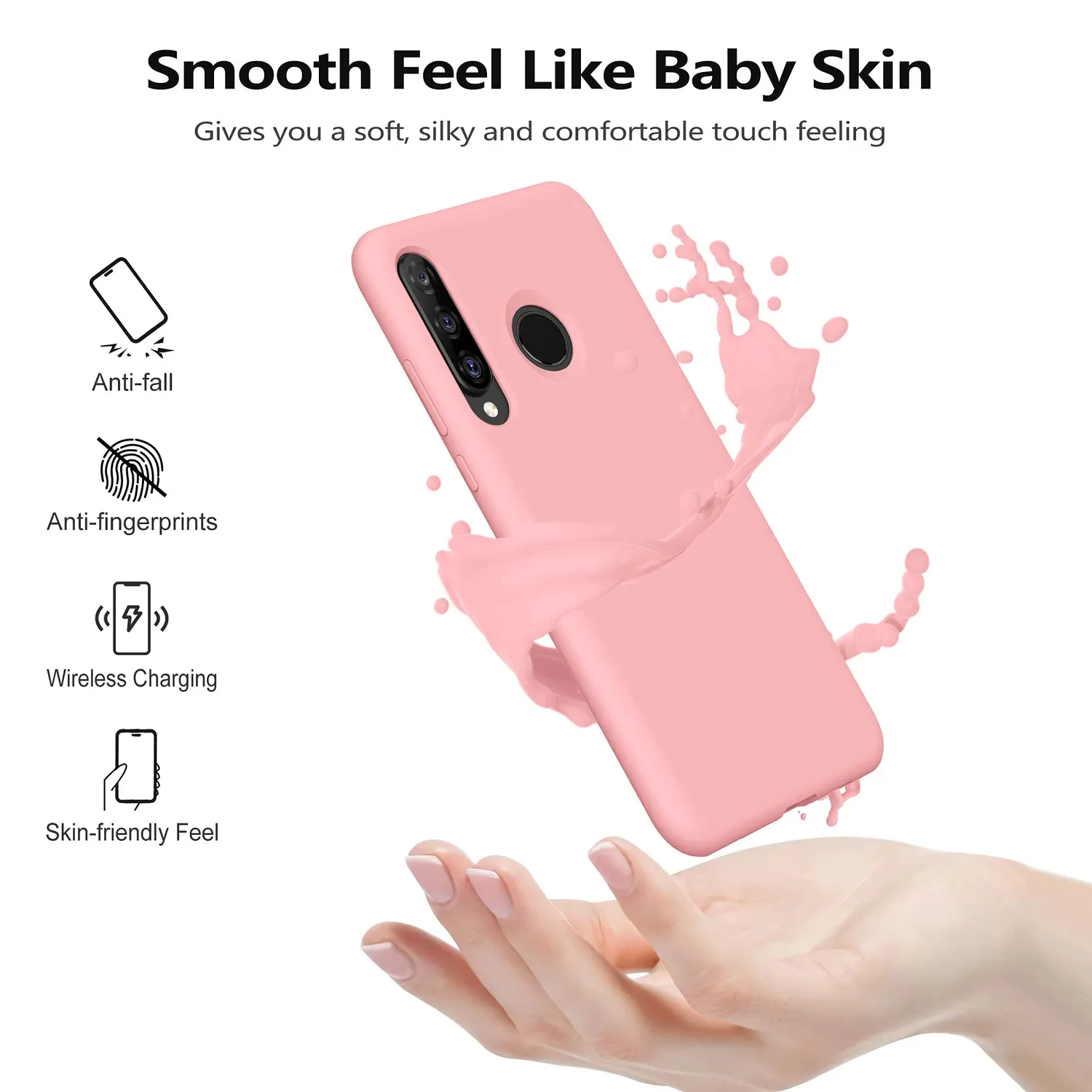 YATWIN Huawei P30 Lite Silikonhülle Rose ultradünn