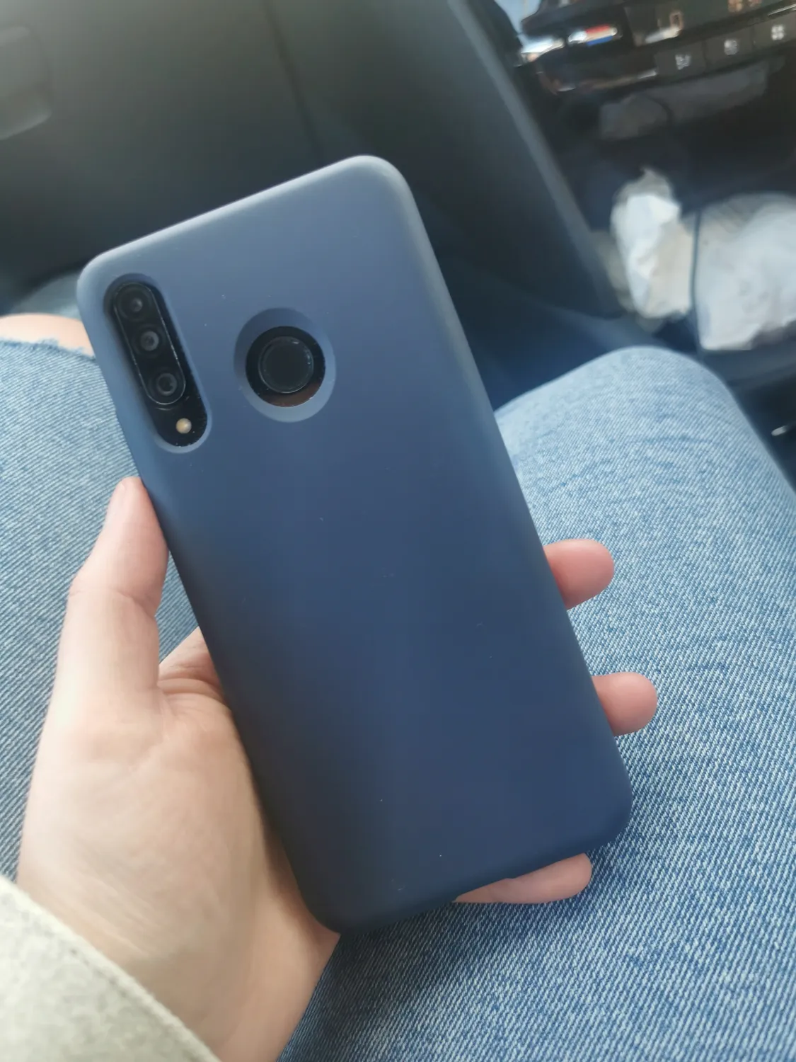 YATWIN Huawei P30 Lite Silikonhülle Blau Mikrofaser