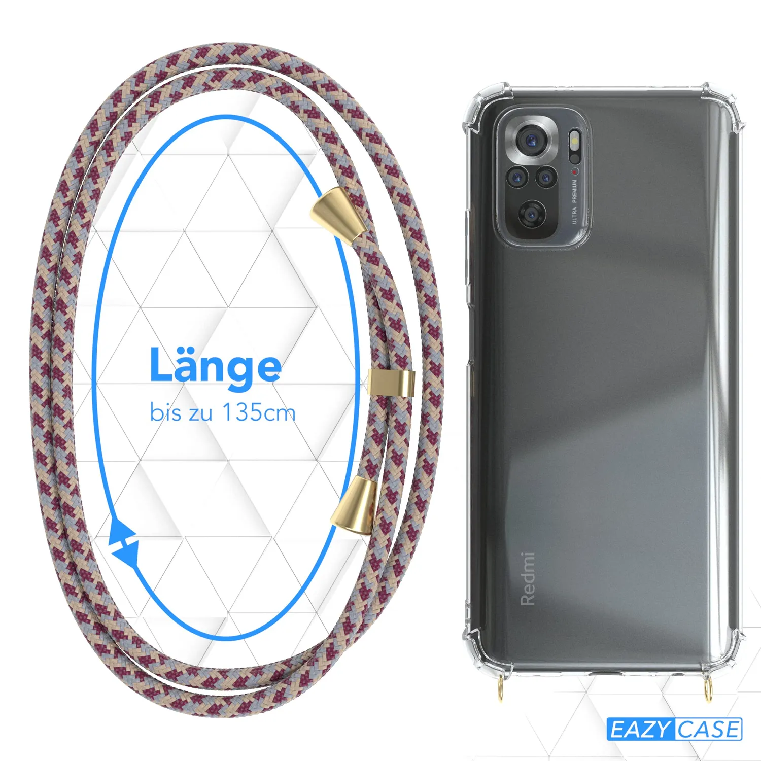 EAZY CASE Redmi Note 10 Handykette Bordeaux Camouflage