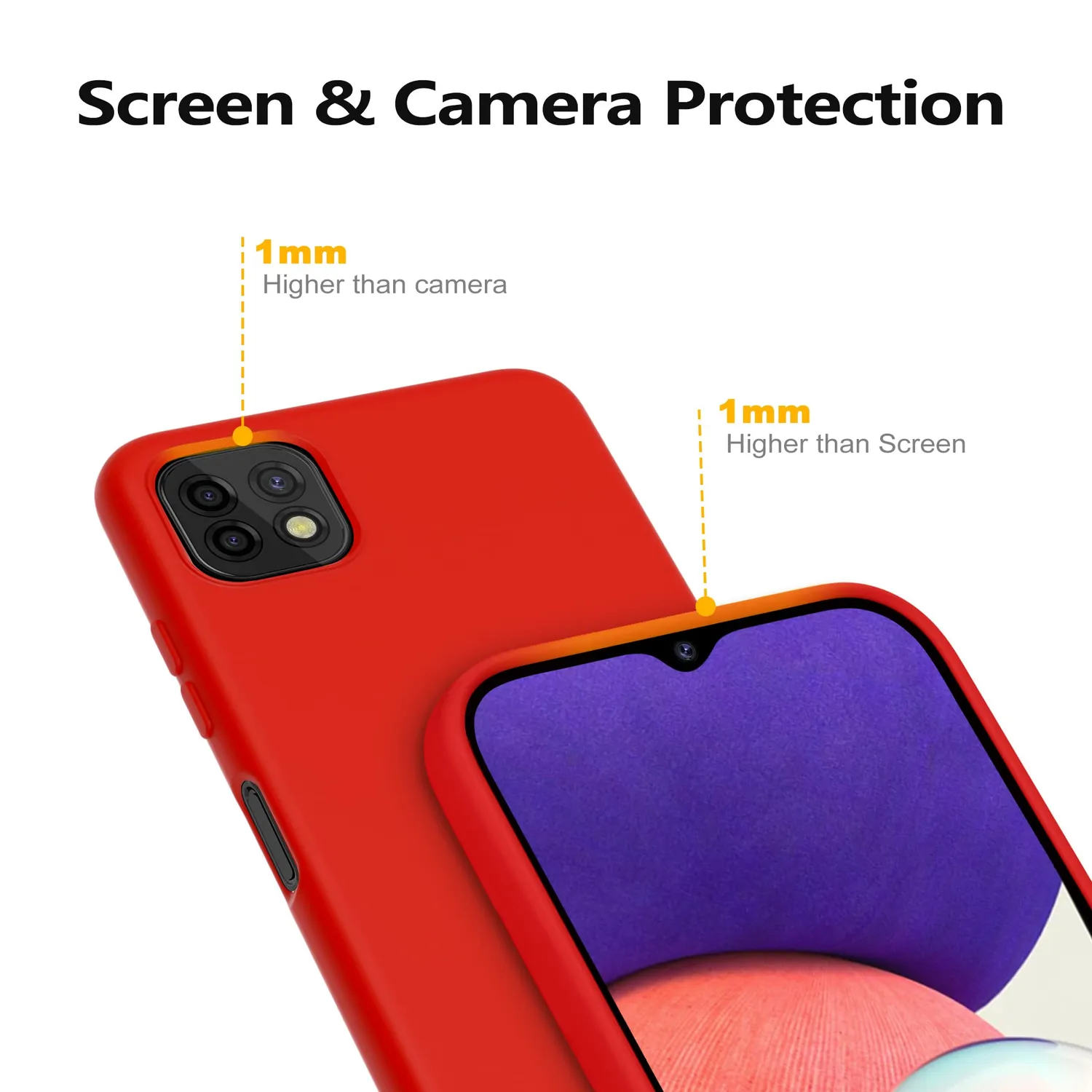 YATWIN Galaxy A22 5G Handyhülle Rot TPU matt