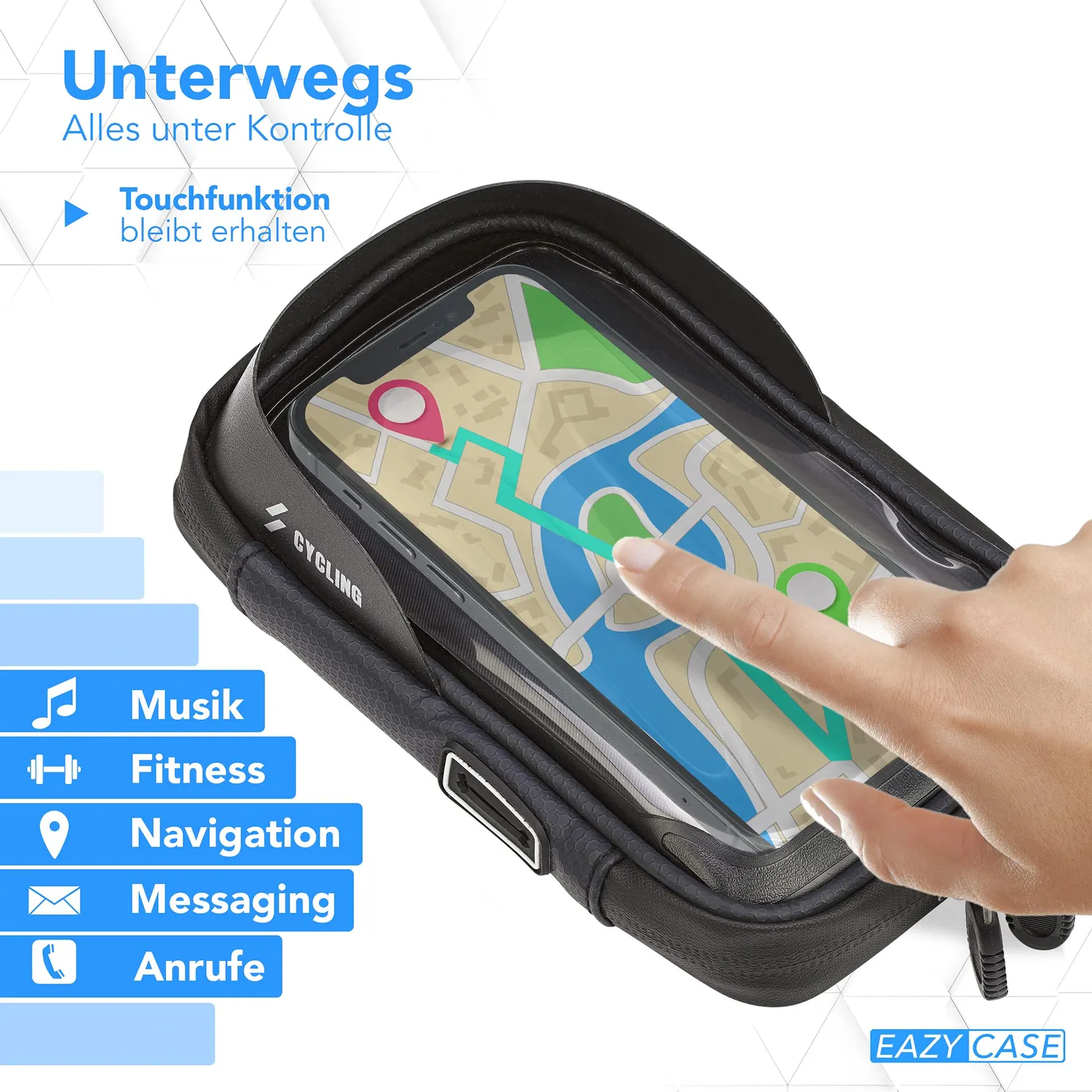 EAZY CASE Fahrrad Lenkertasche wasserfest Touchscreen 6,4 Zoll