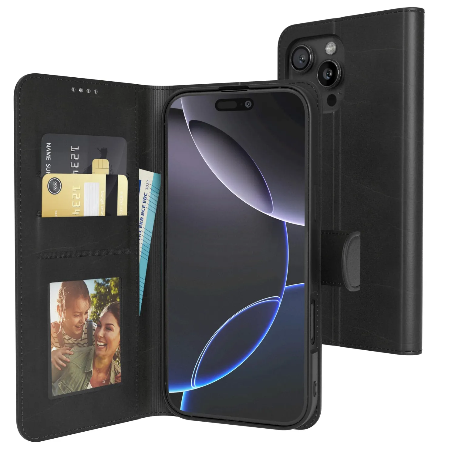 EAZY CASE iPhone 16 Klapphülle Braun Leder mit Kartenfach