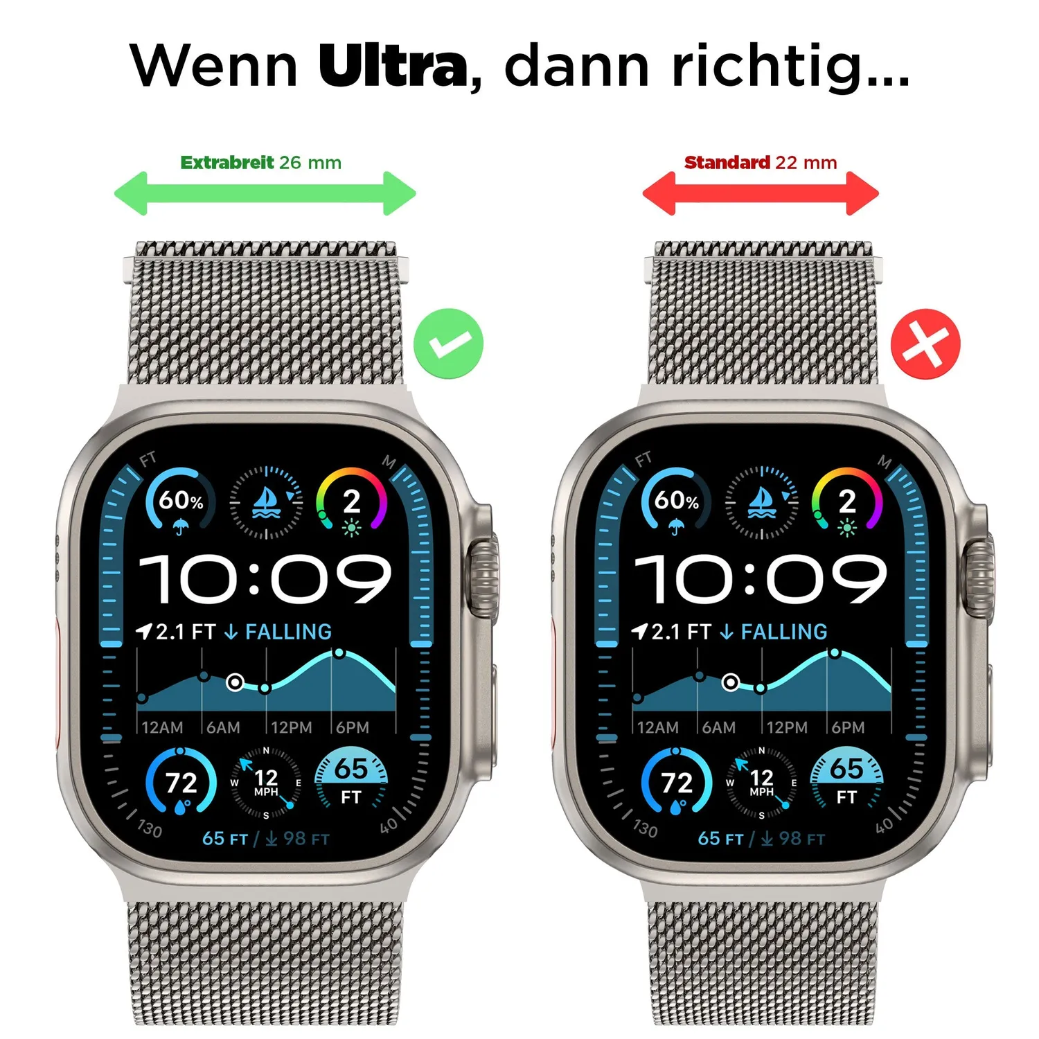 arktis Bold Milanaise Armband Apple Watch Ultra Natur 26 mm
