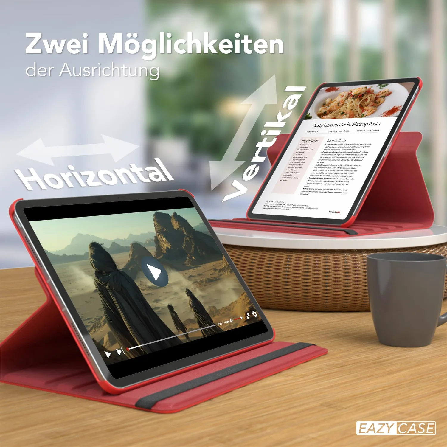 EAZY CASE iPad Pro 10,9" 2024 Tablethülle 360° Rot