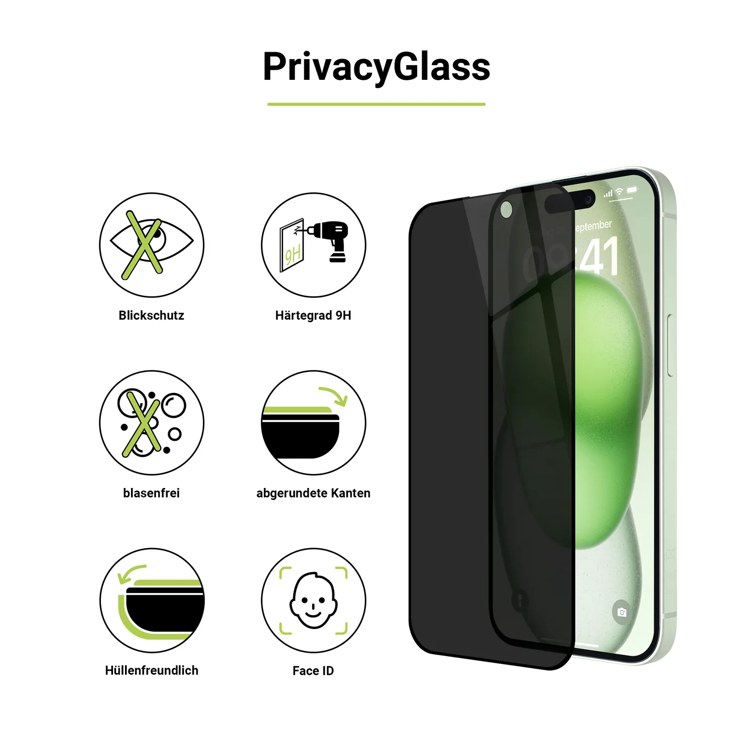 Artwizz PrivacyGlass iPhone 16 Displayschutz Blickschutz