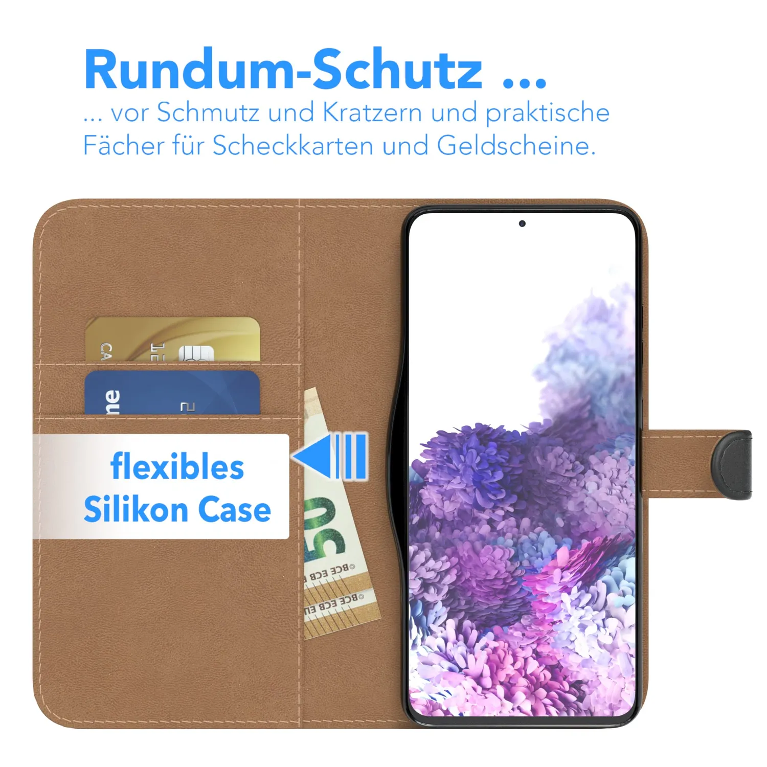 EAZY CASE Galaxy S20 Ultra Klapphülle Book Schwarz Kartenfach