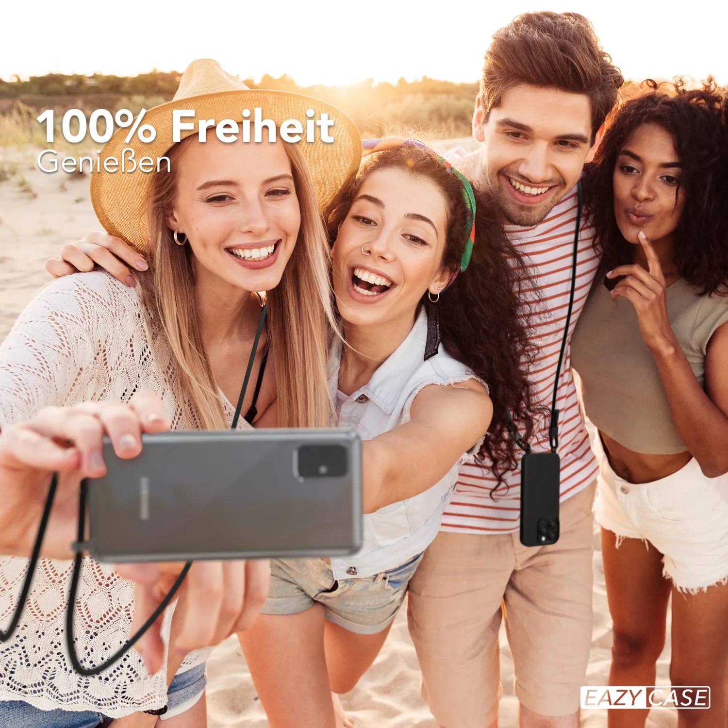 EAZY CASE Galaxy A51 Handykette Schwarz Kordel transparent