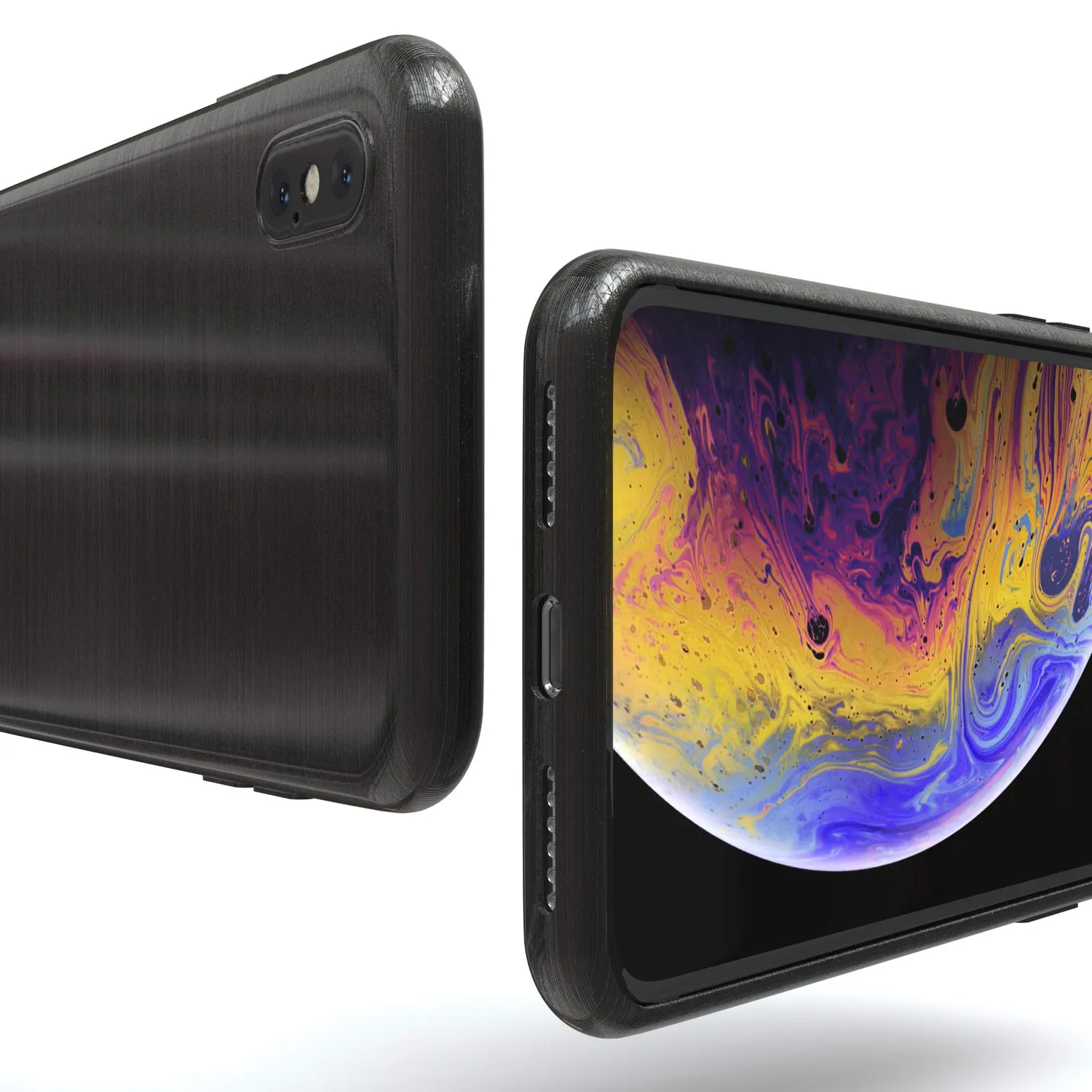EAZY CASE iPhone X/XS TPU Hülle Brushed Anthrazit Edelstahl-Optik
