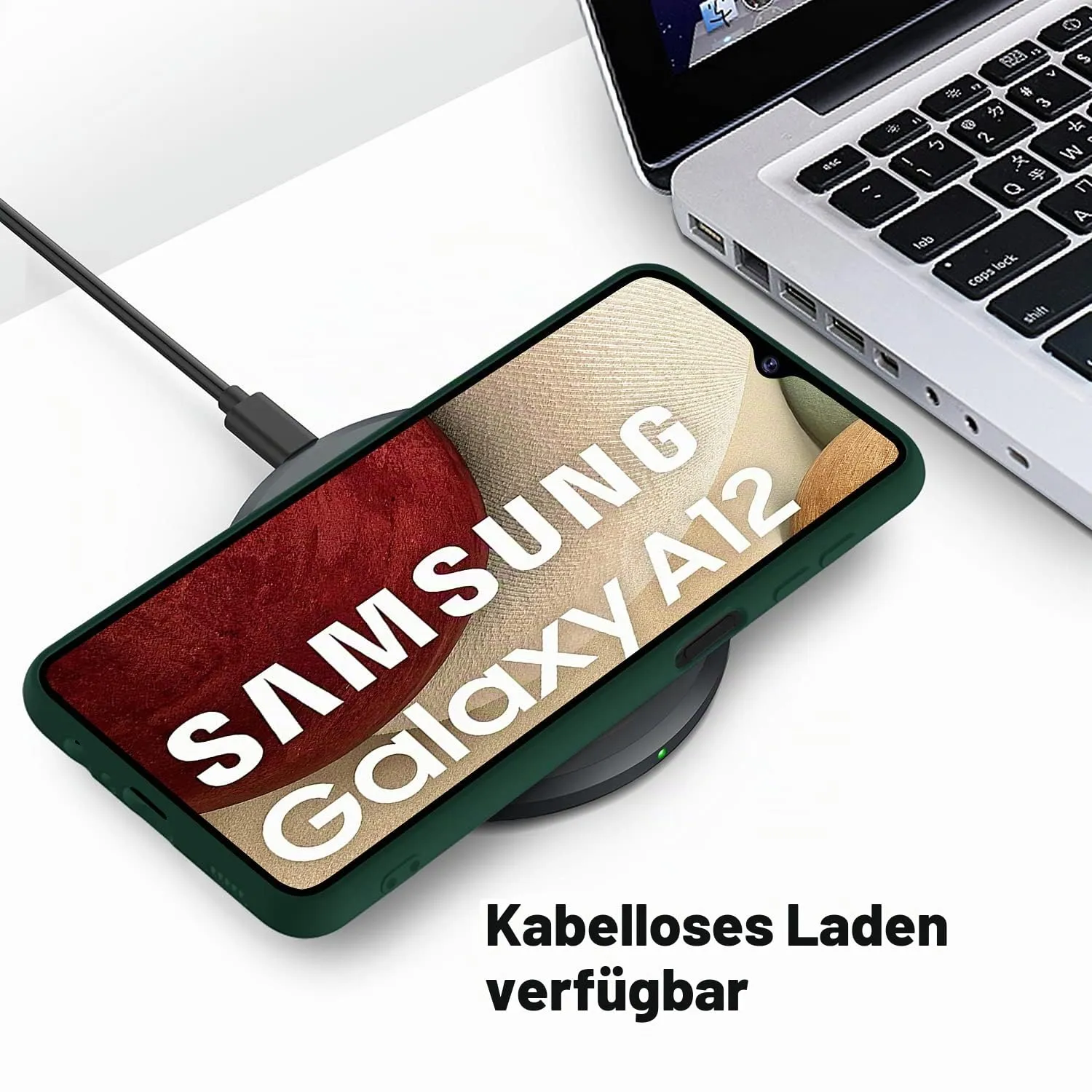 YATWIN Galaxy A12 Handyhülle Grün TPU matt stoßabsorbierend