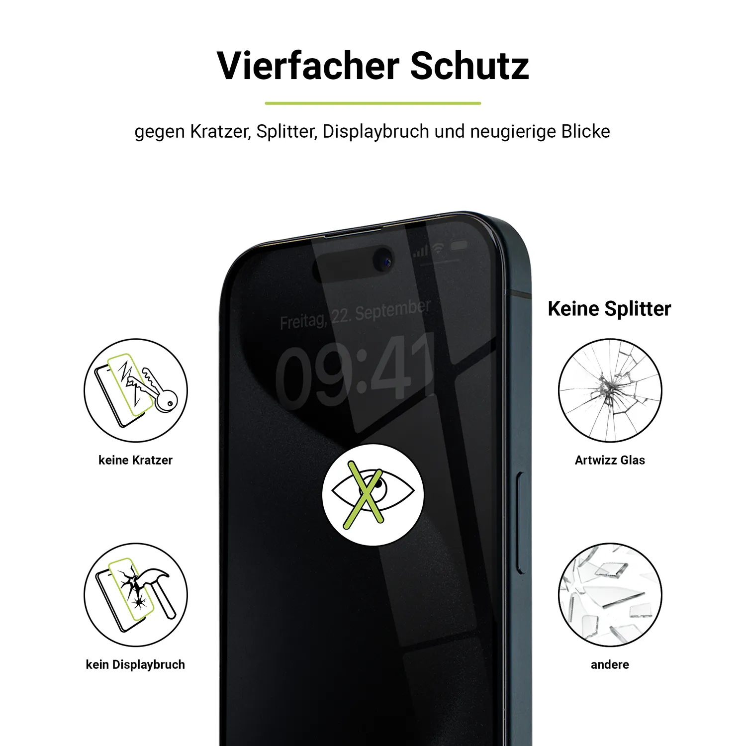 Artwizz PrivacyGlass iPhone 16 Pro Panzerglas Blickschutz