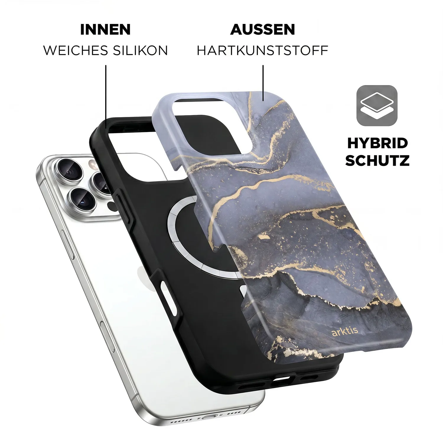 arktis iPhone 16 Pro Max Dusty Marble Hülle MagSafe