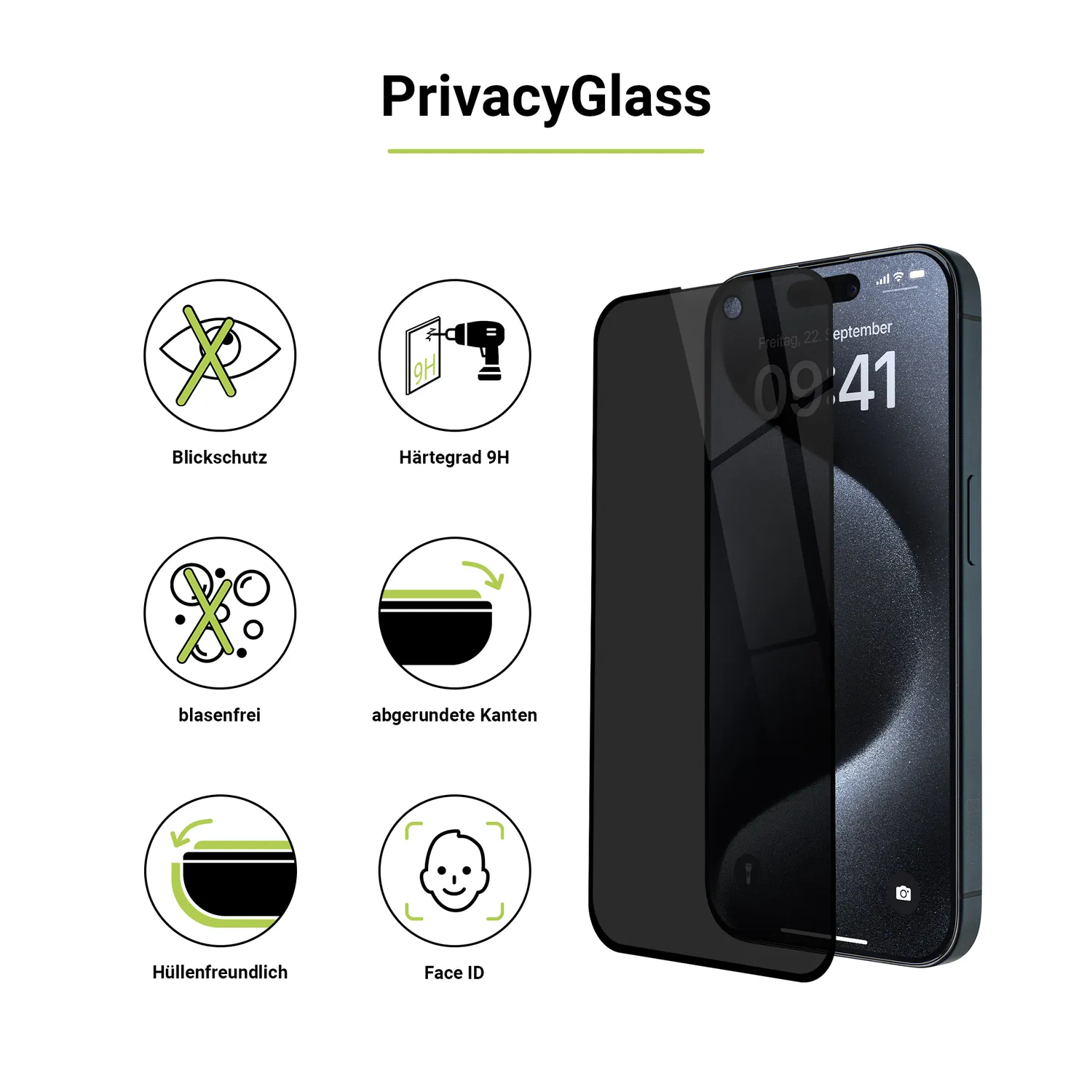 Artwizz PrivacyGlass iPhone 16 Pro Panzerglas Blickschutz