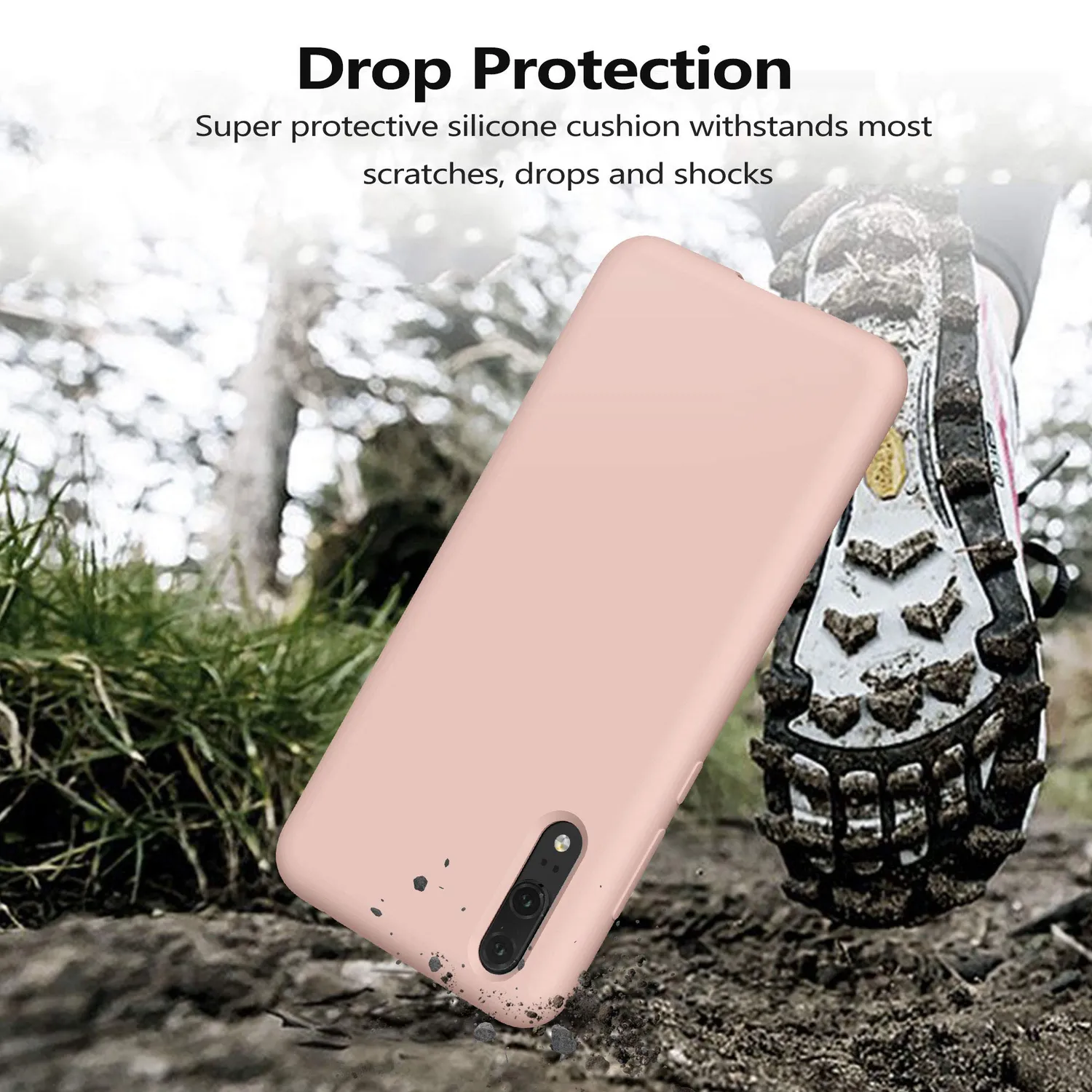 YATWIN Huawei P20 Lite Silikonhülle Rose flüssig