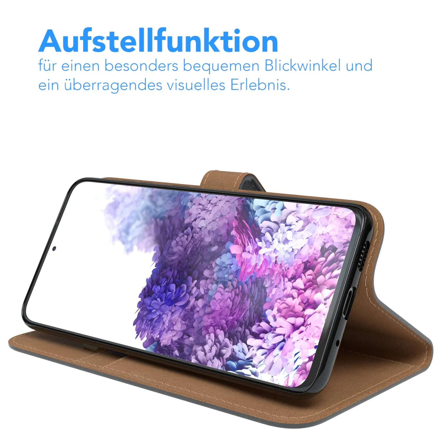 EAZY CASE Galaxy S20 Klapphülle Book Anthrazit Standfunktion