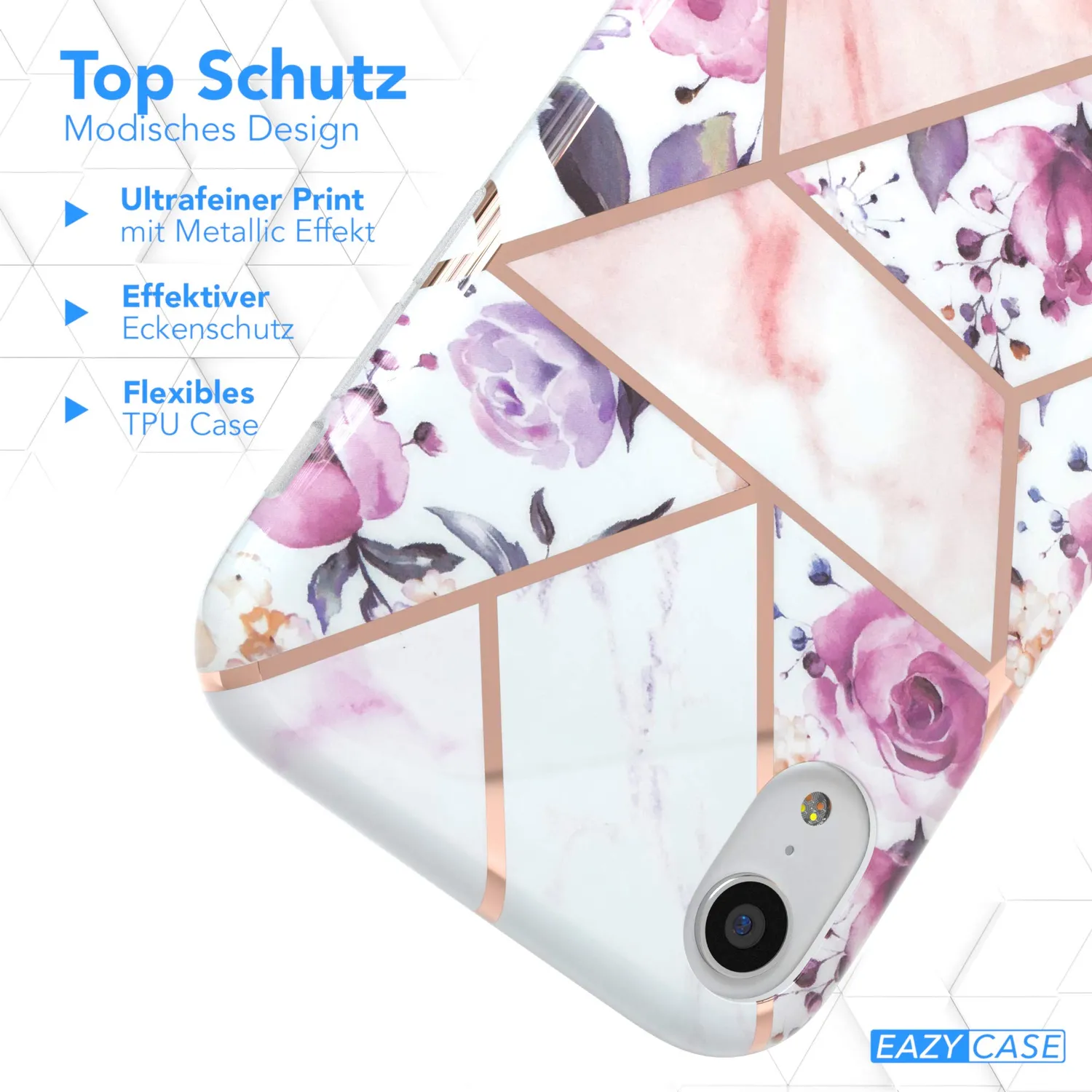 EAZY CASE iPhone XR Silikonhülle Blumen Rosé-Gold