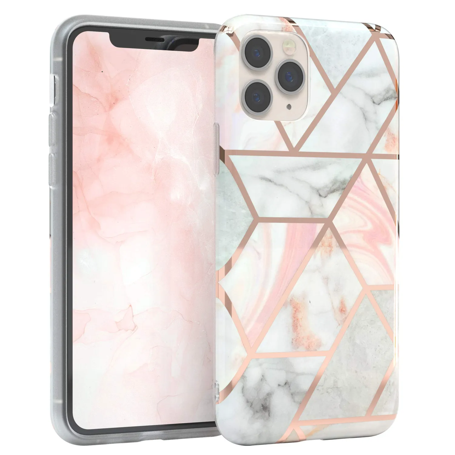 EAZY CASE iPhone 11 Pro Silikonhülle Blumen Rosé-Gold slim