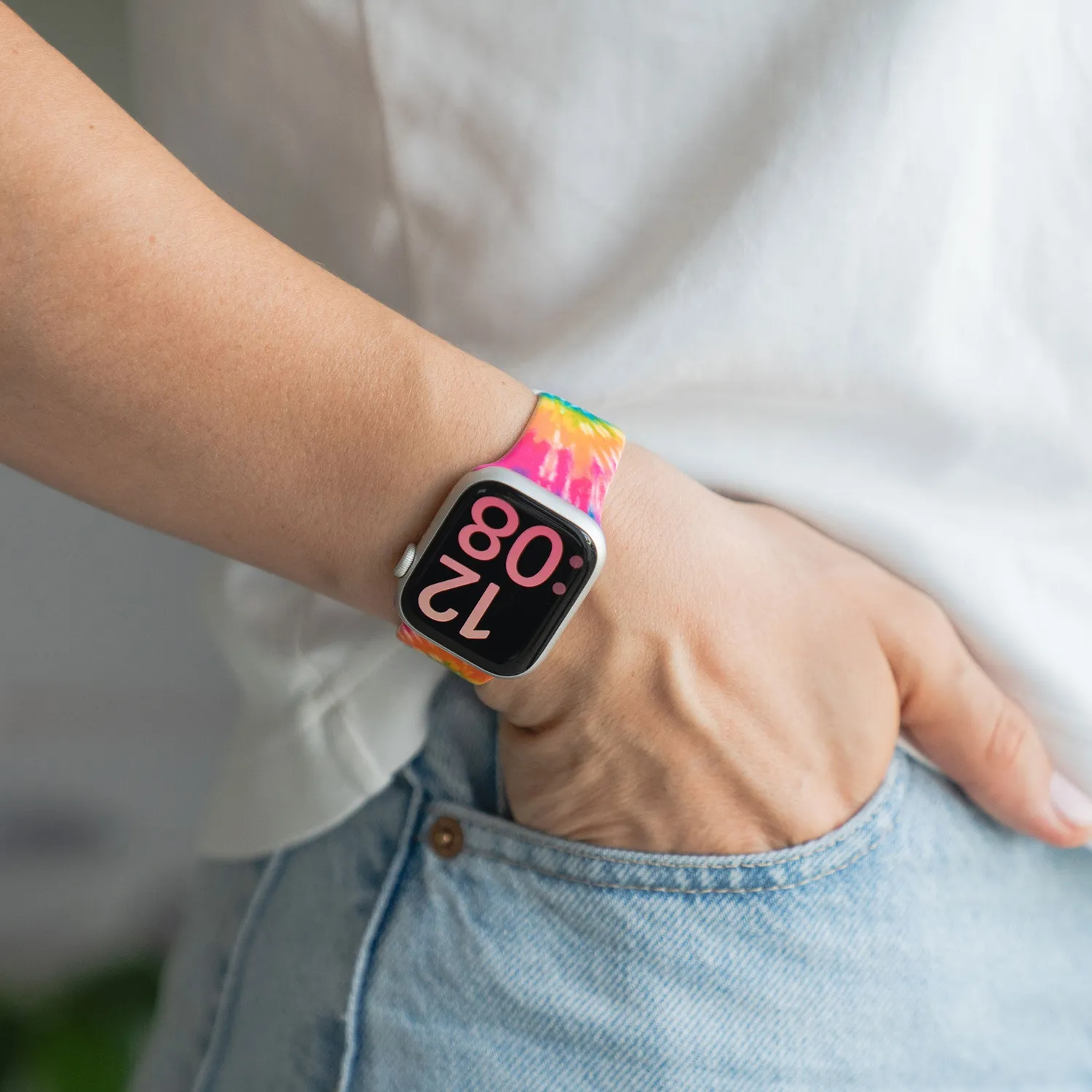 arktisband Batik Rainbow Apple Watch Armband Silikon bunt